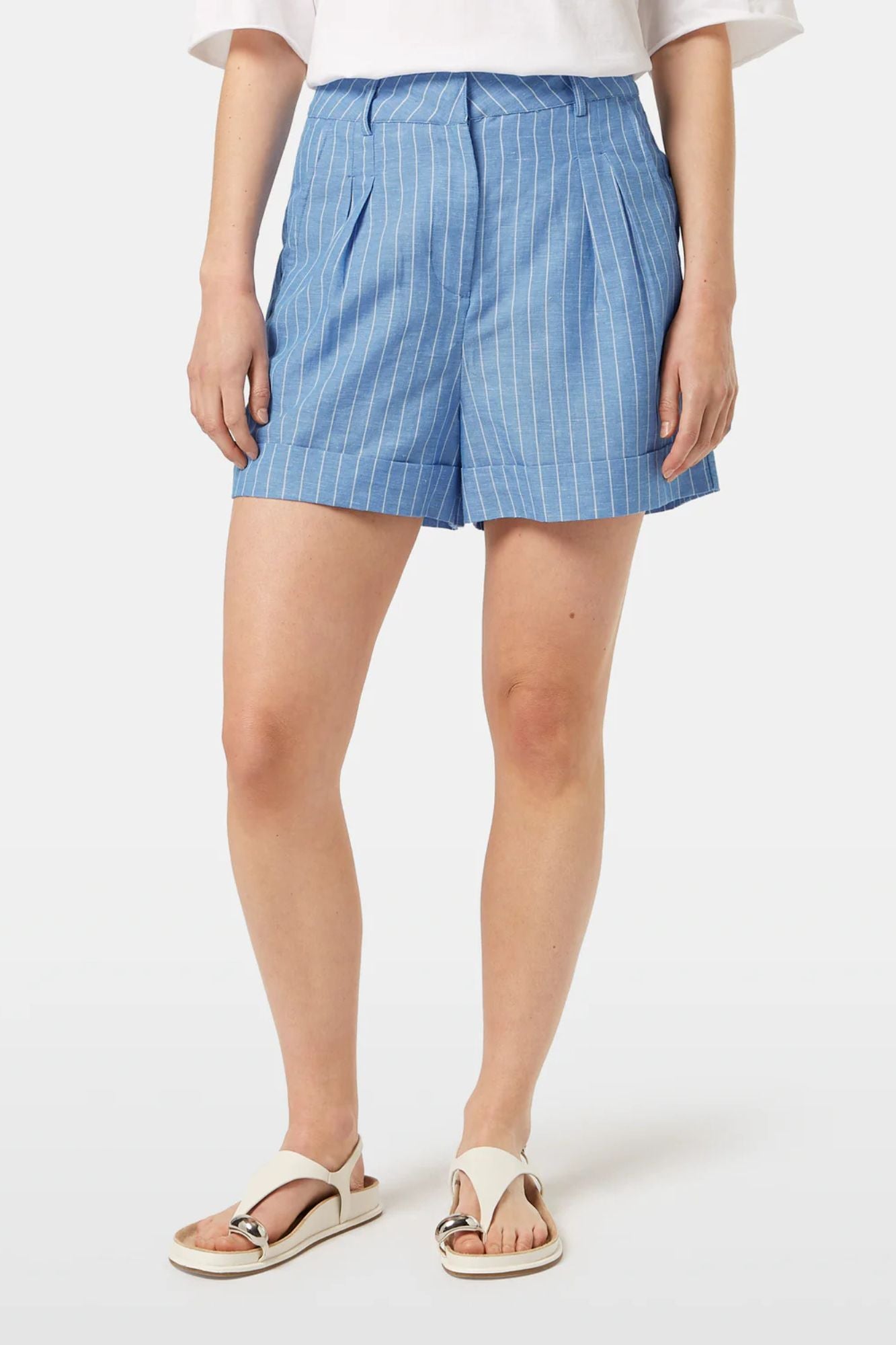 High Rise Linen Printed Shorts