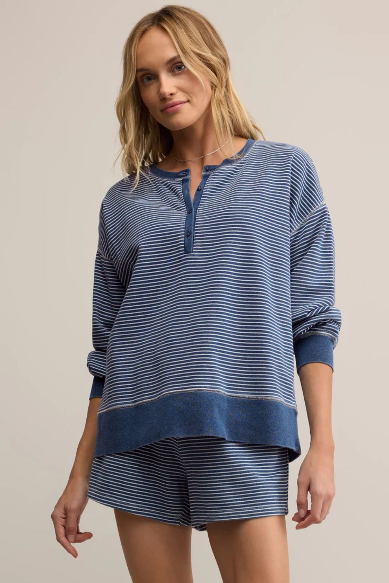 Apollo Knit Denim Striped Sweatshirt