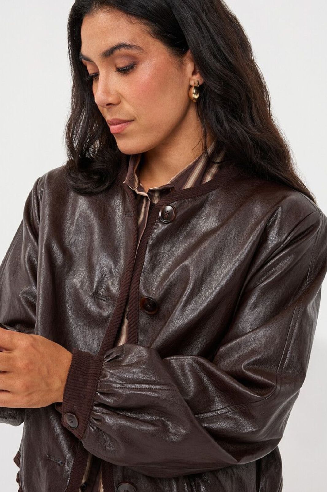 Faux Leather Crinkle Jacket