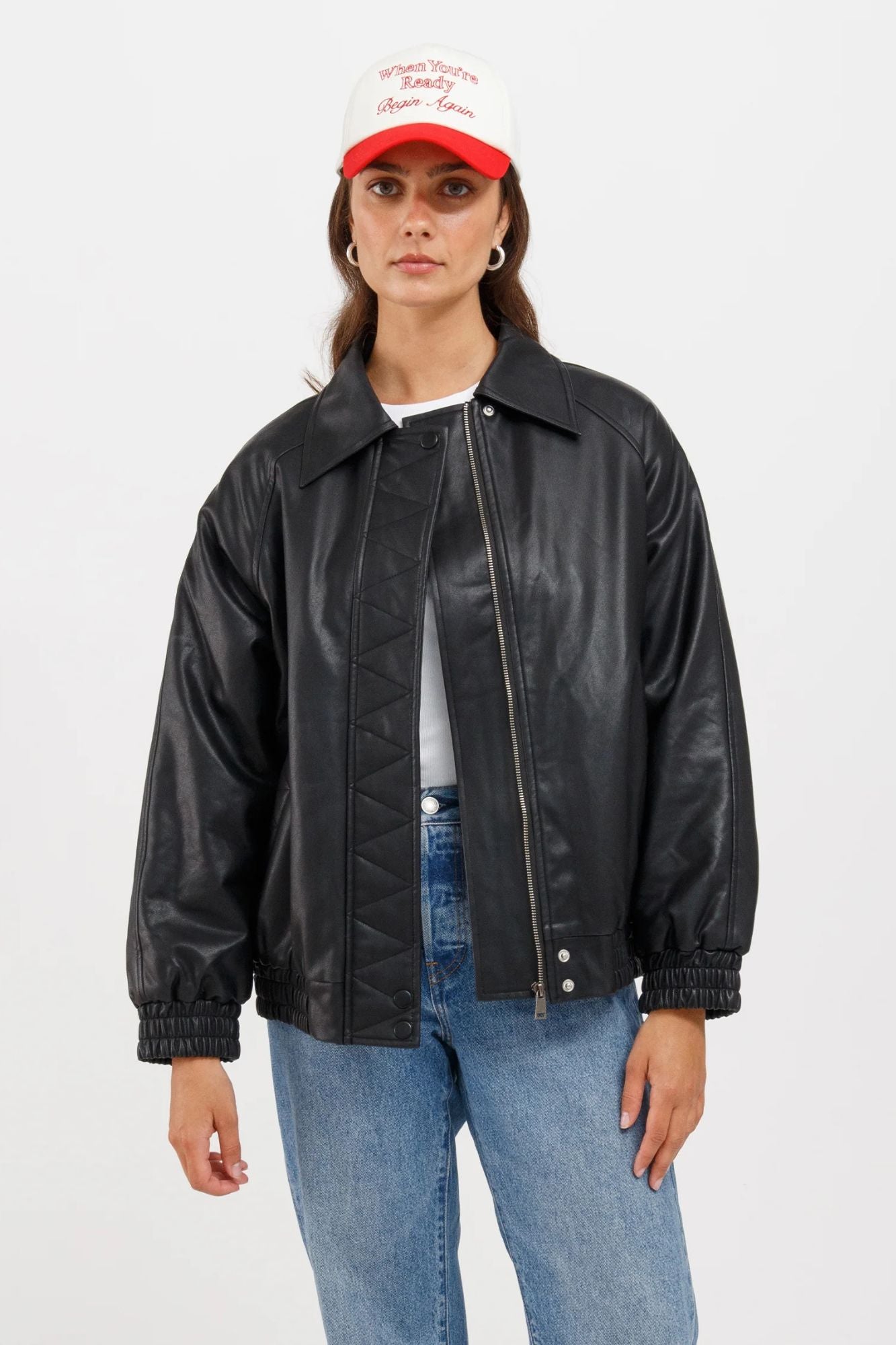 Christine Oversized Vegan Leather Bomber
