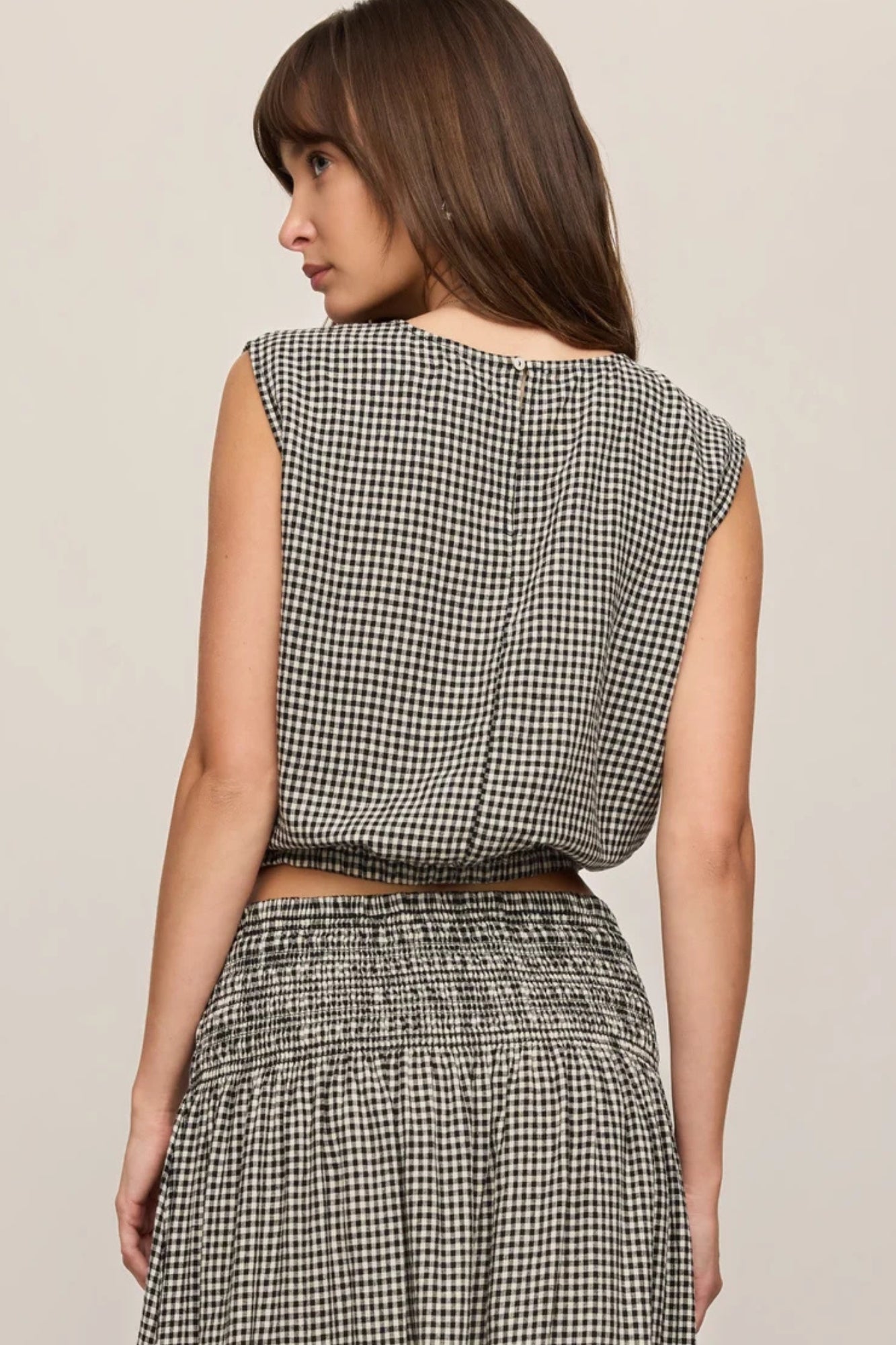 Merit Cropped Gingham Top