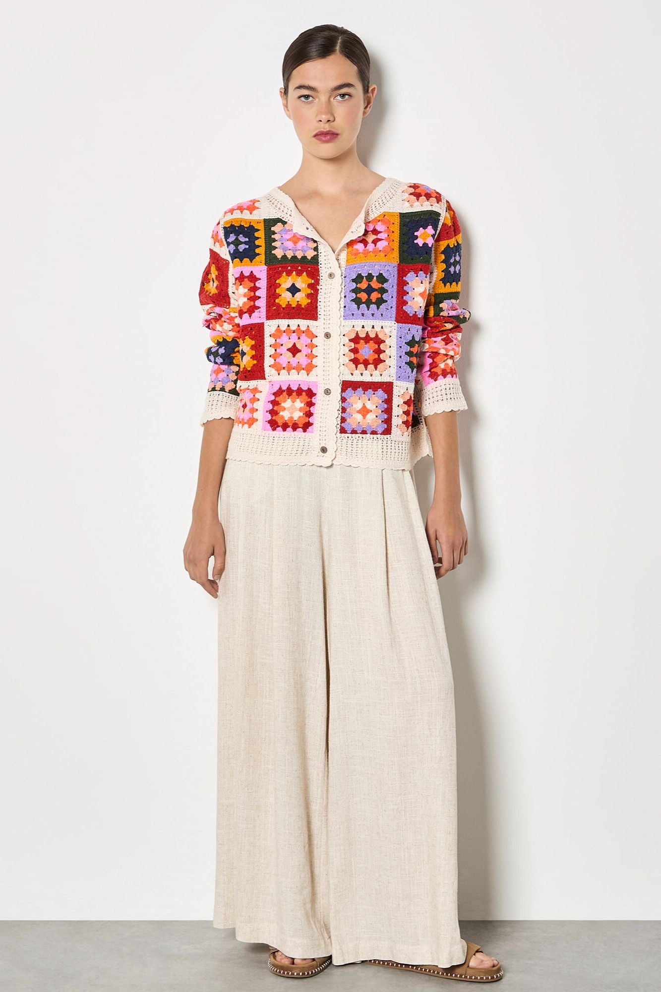 Bright Crochet Squares Cardigan