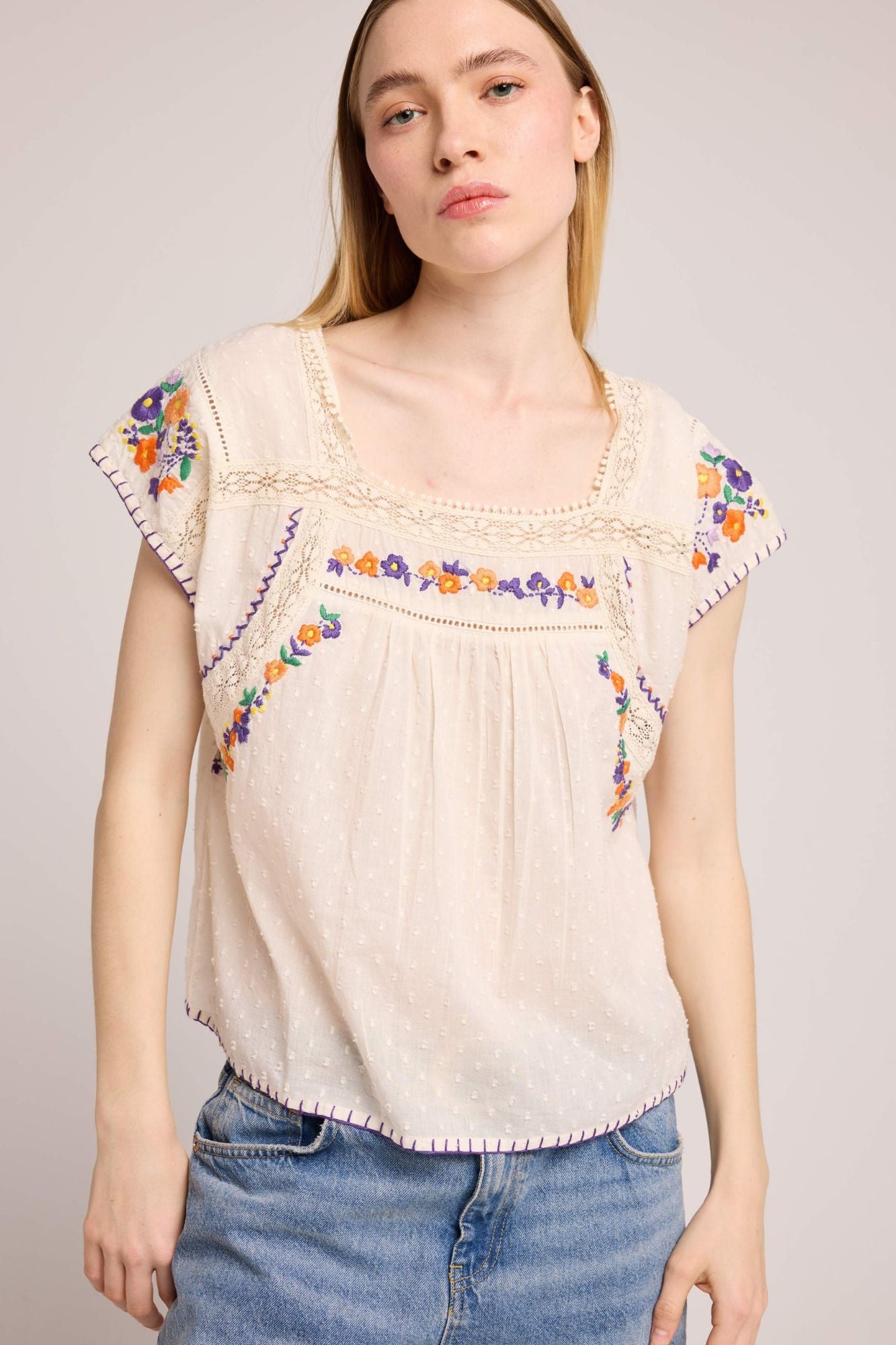 Woods Embroidered Top