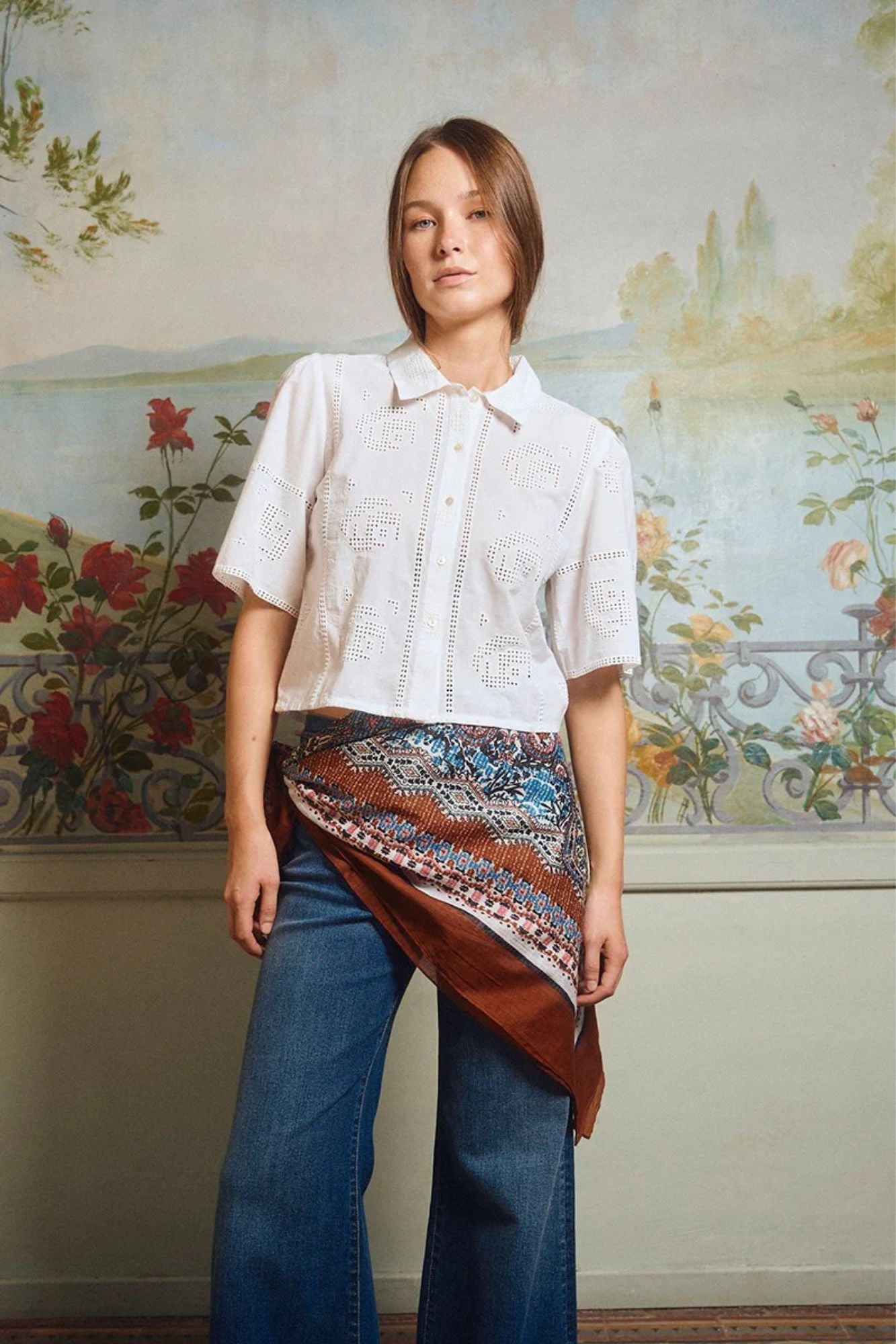 Woven Eyelet Shirt