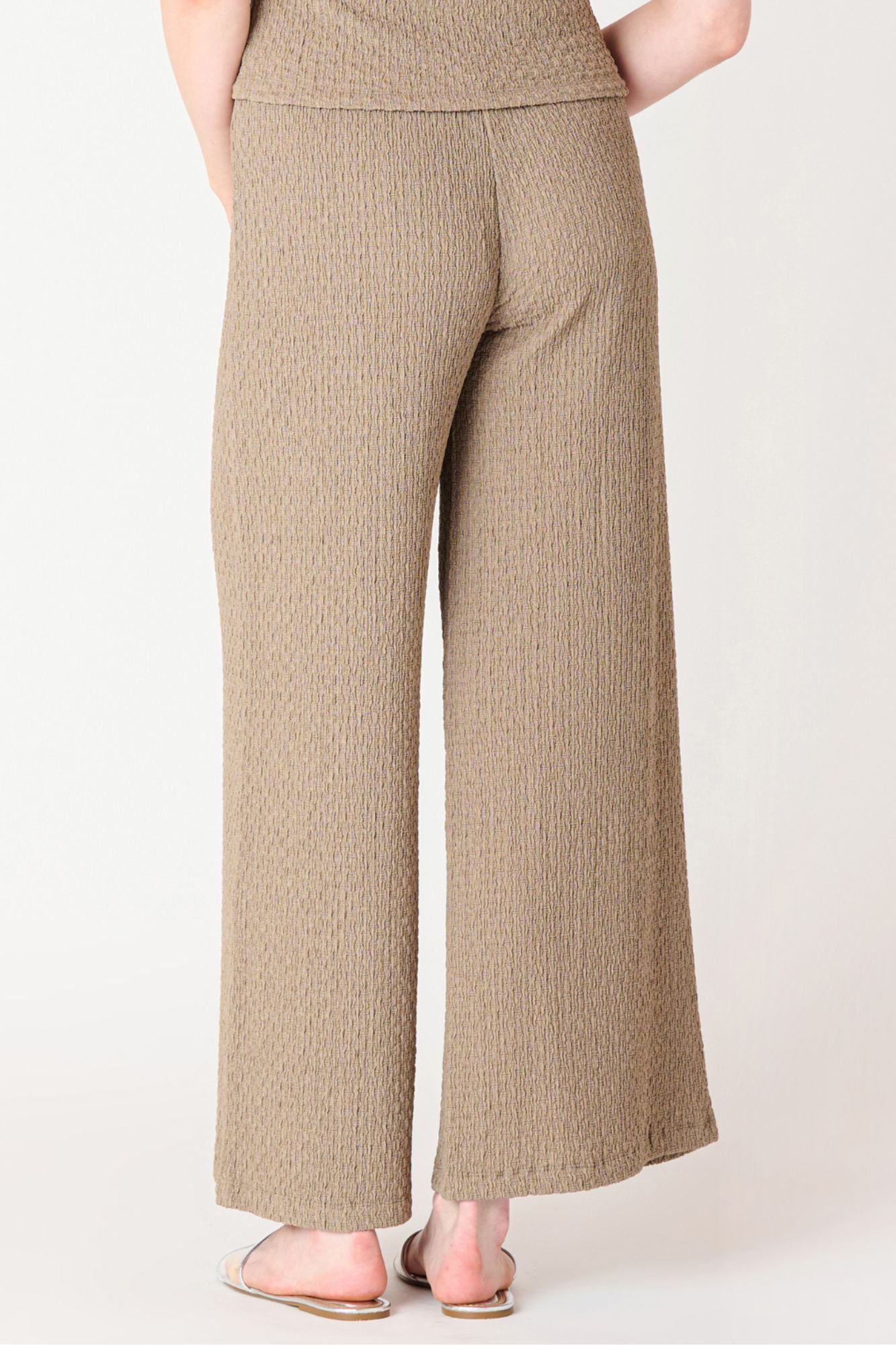 Textured Flowy Wide Leg Pants