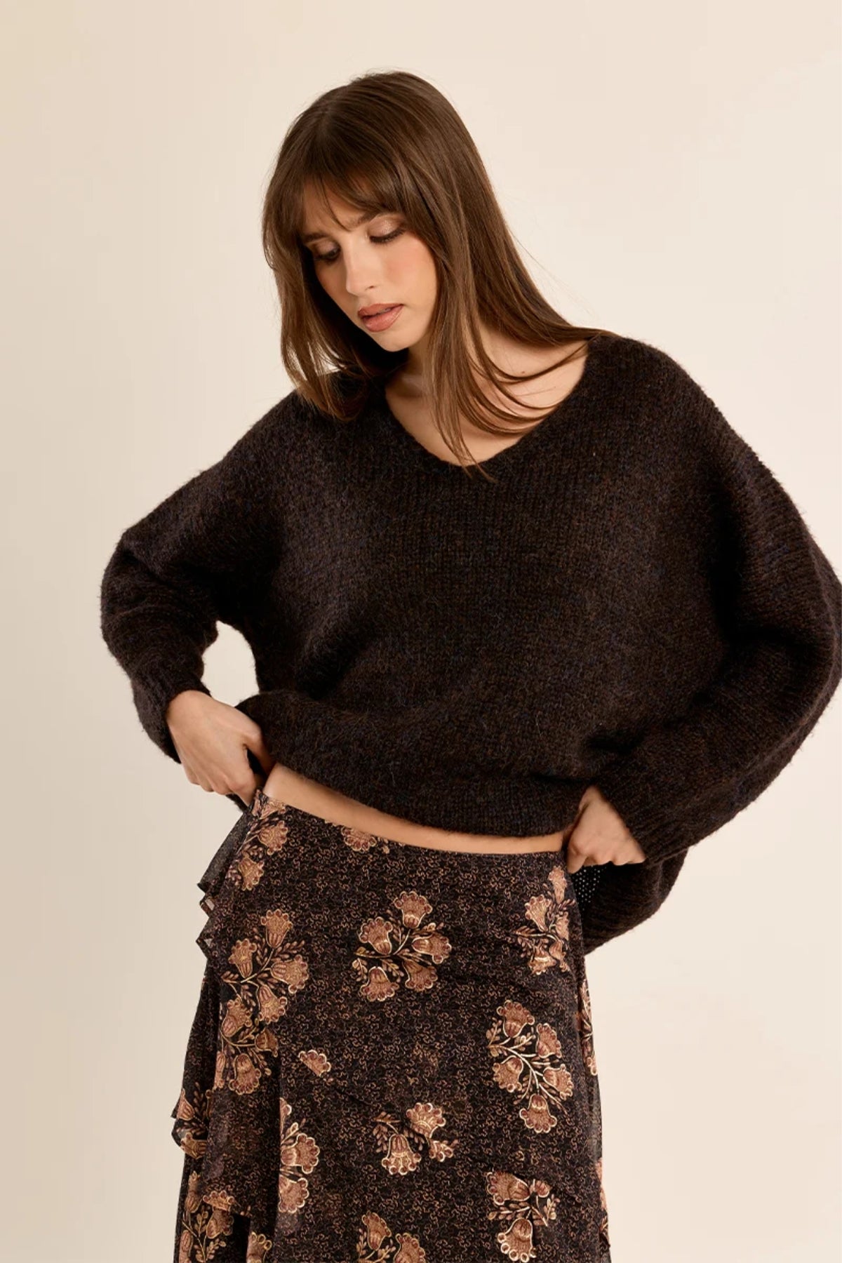 V Neck Knitted Sweater