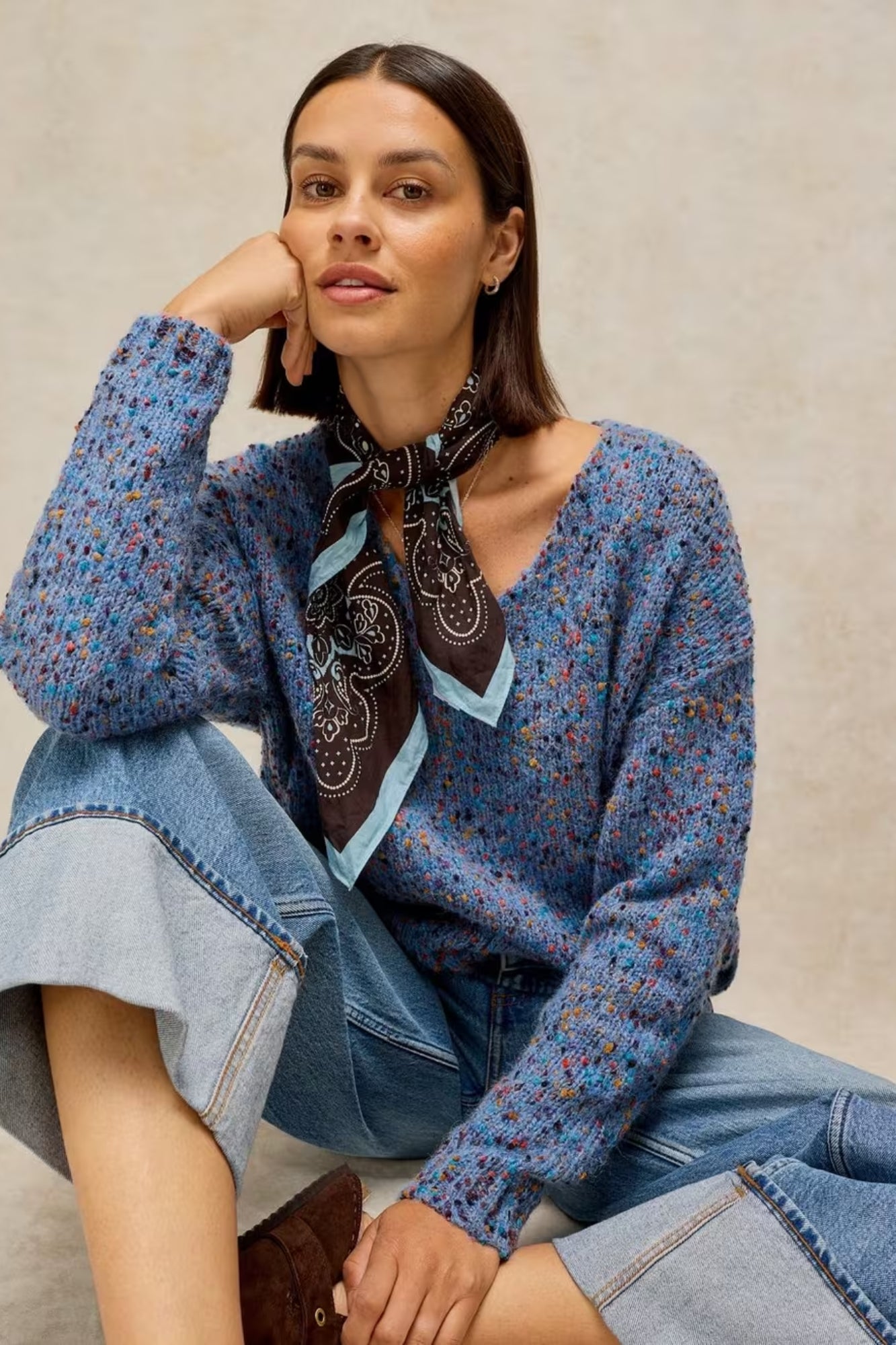Texture V Neck Jumper