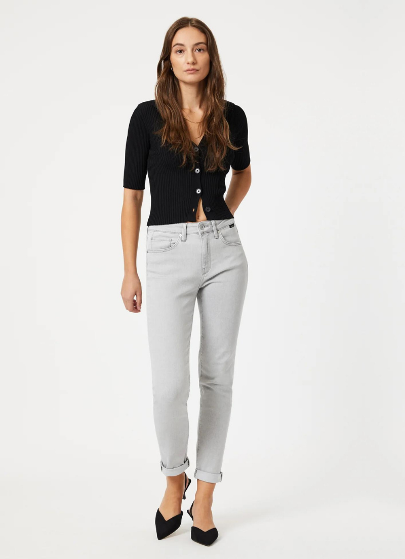 Kathleen Slim Boyfriend | Light Grey