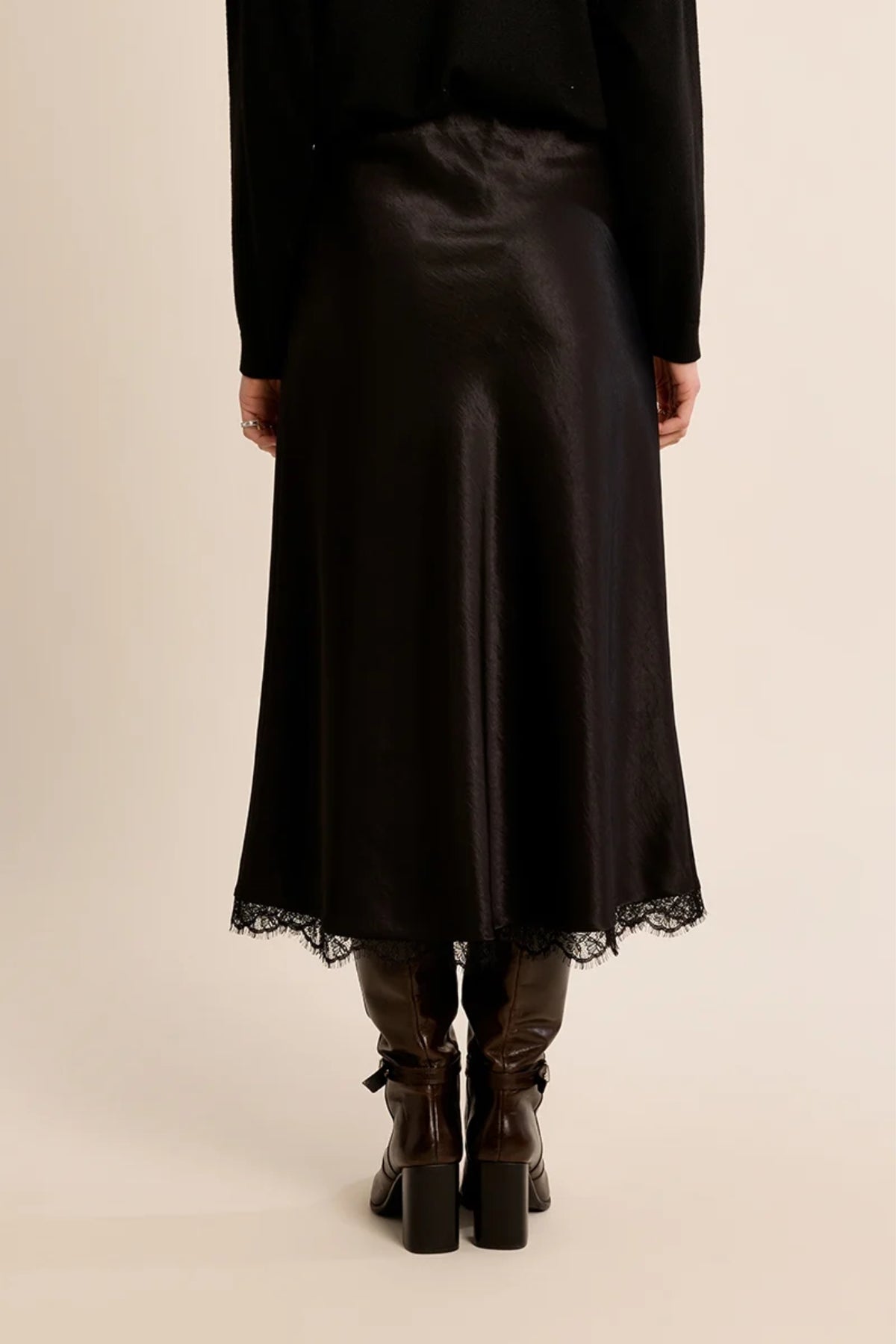 Satin Skirt With Lace Finish