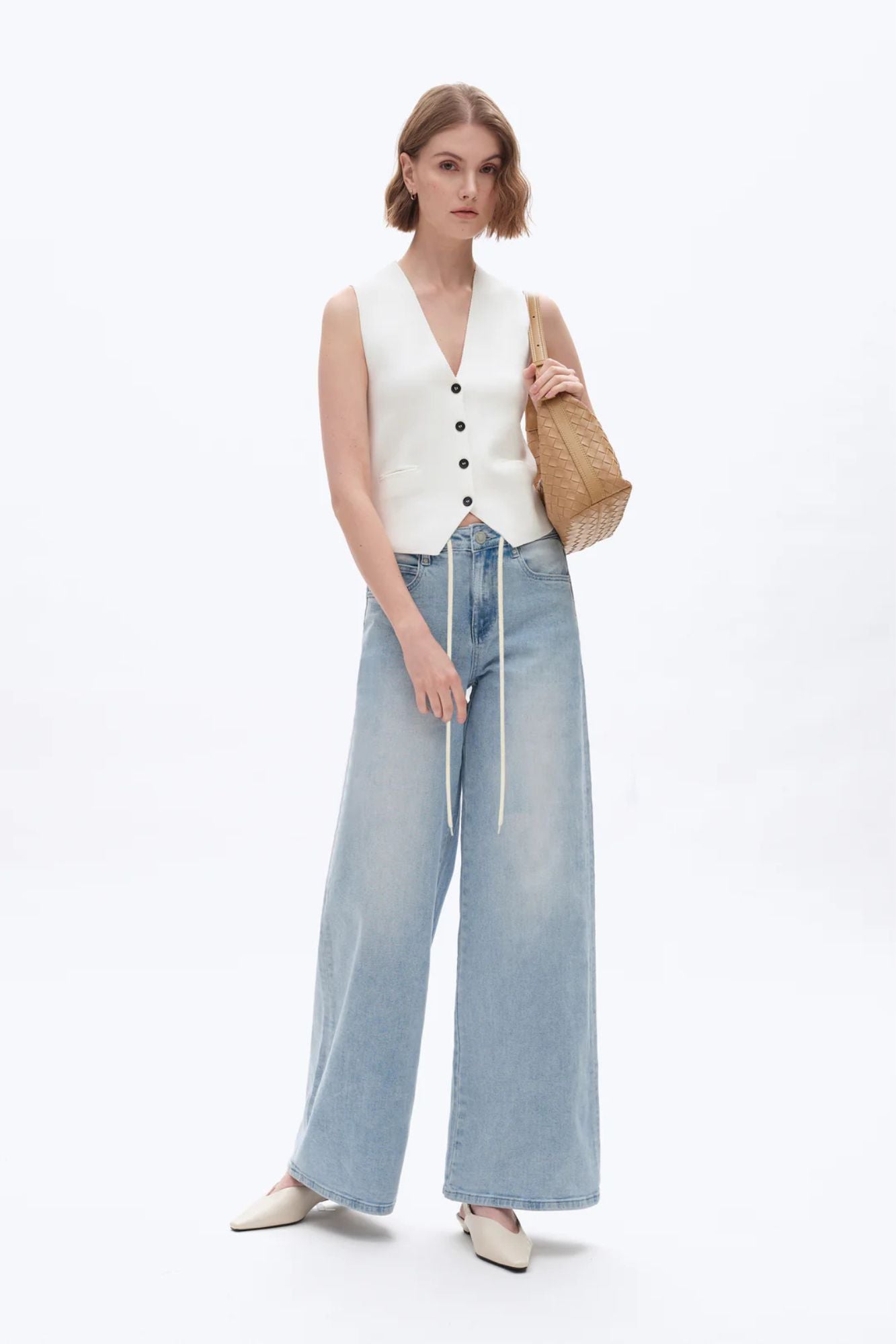 High Rise Drawstring Baggy Jeans