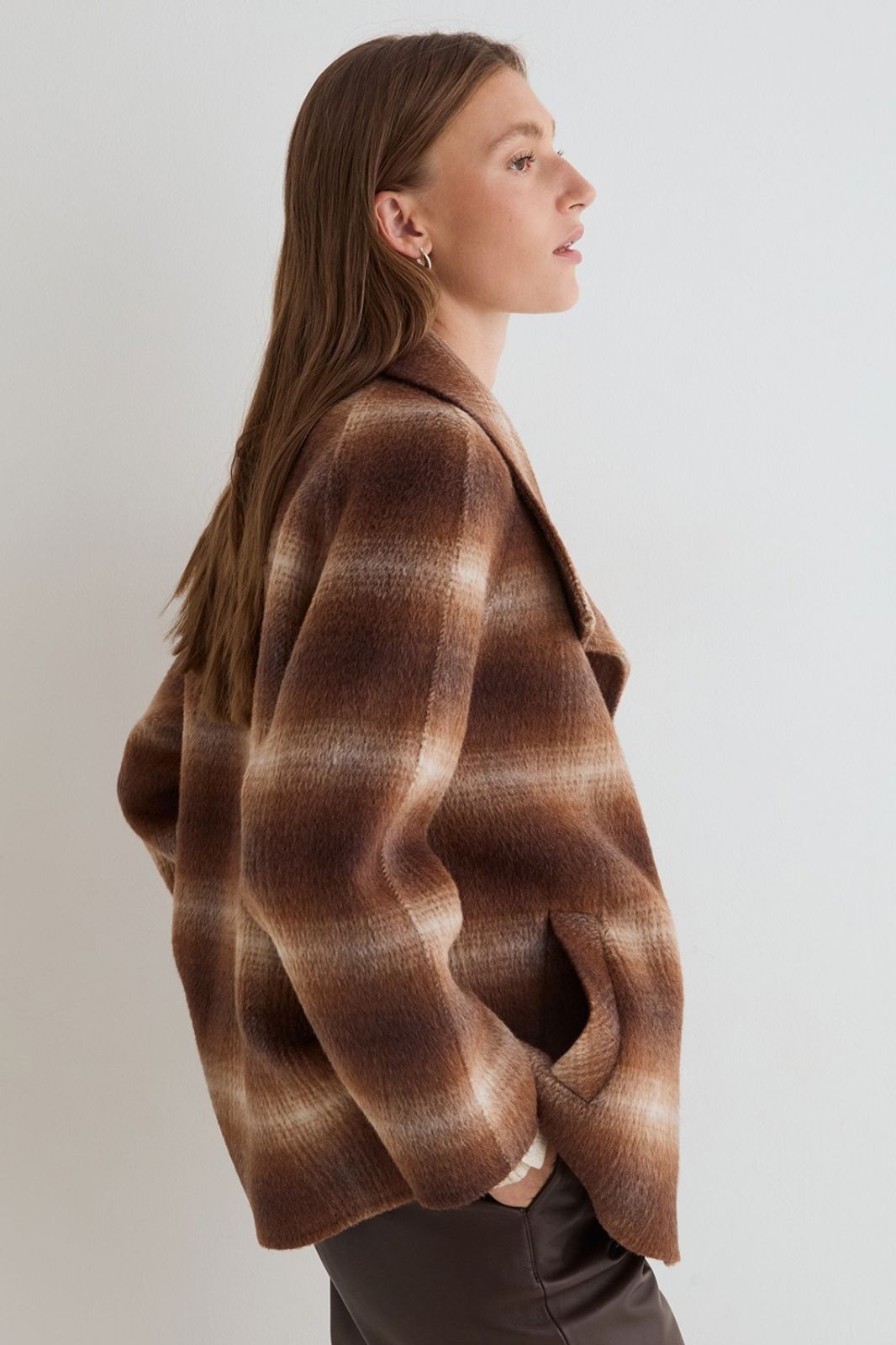 Short Handmade Coat with High Neck