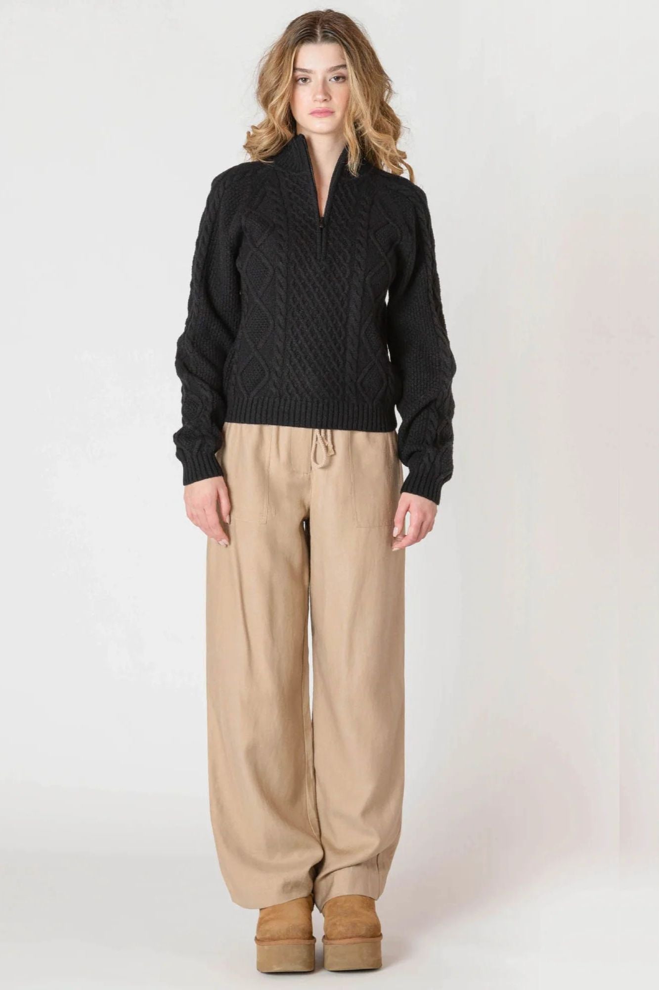 Half Zip Cable Sweater