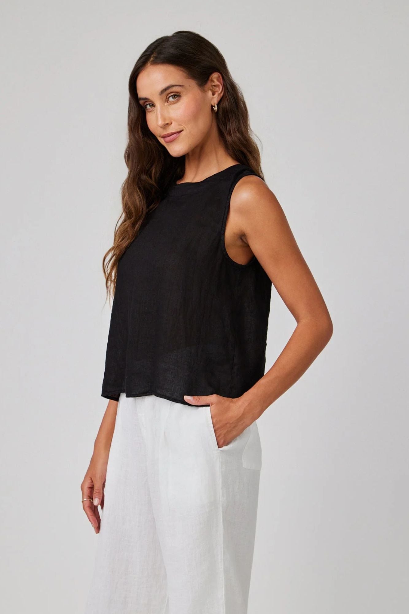 Sleeveless Button Back Top