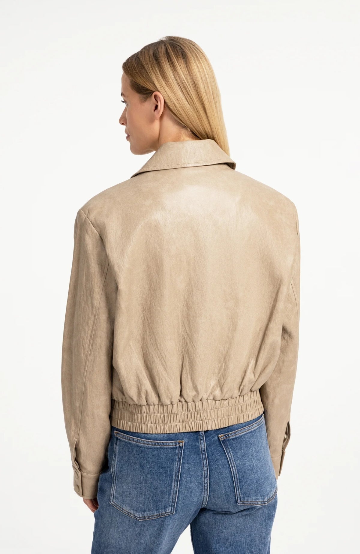 Faux Leather Cropped Jacket