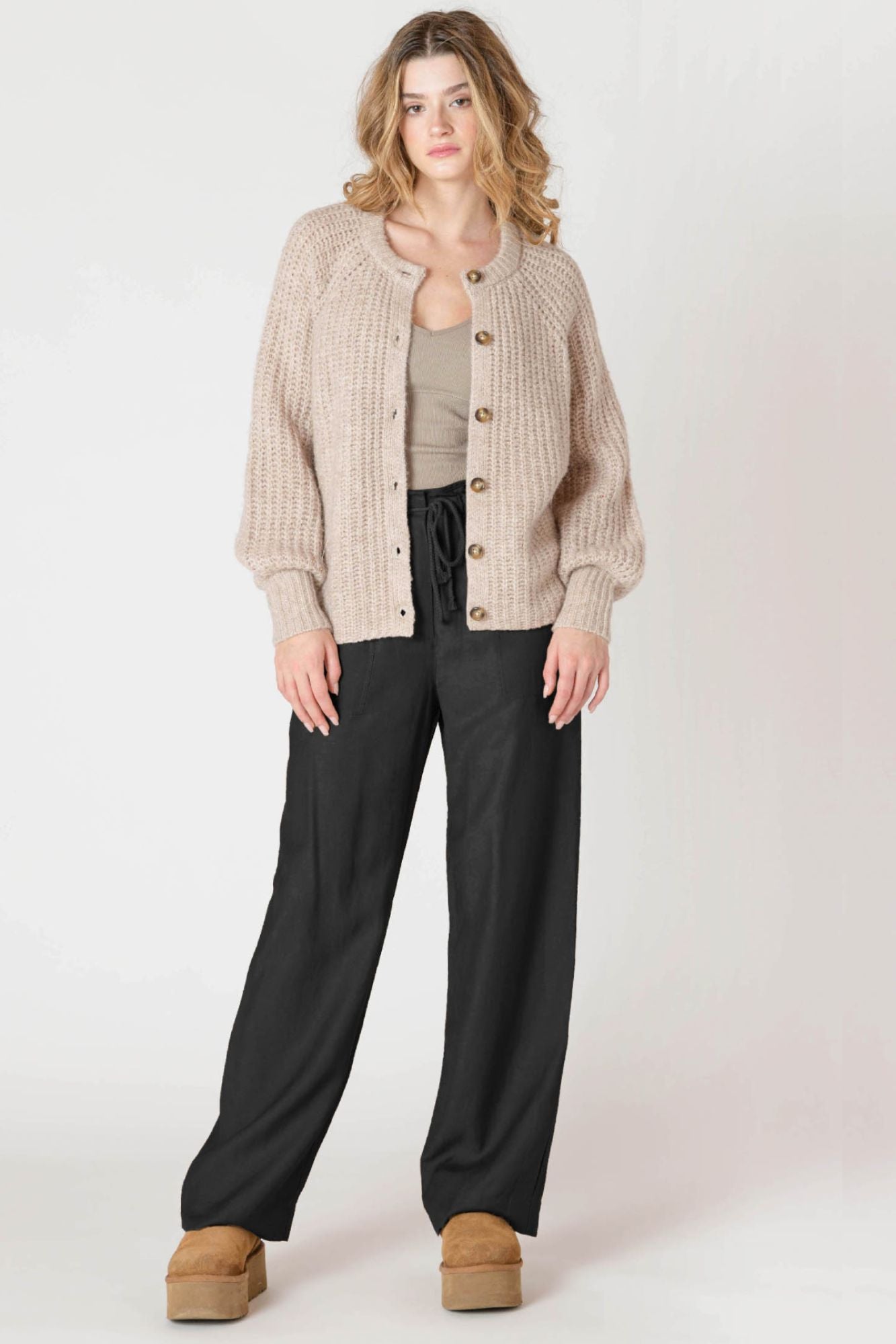 Crewneck Textured Cardigan