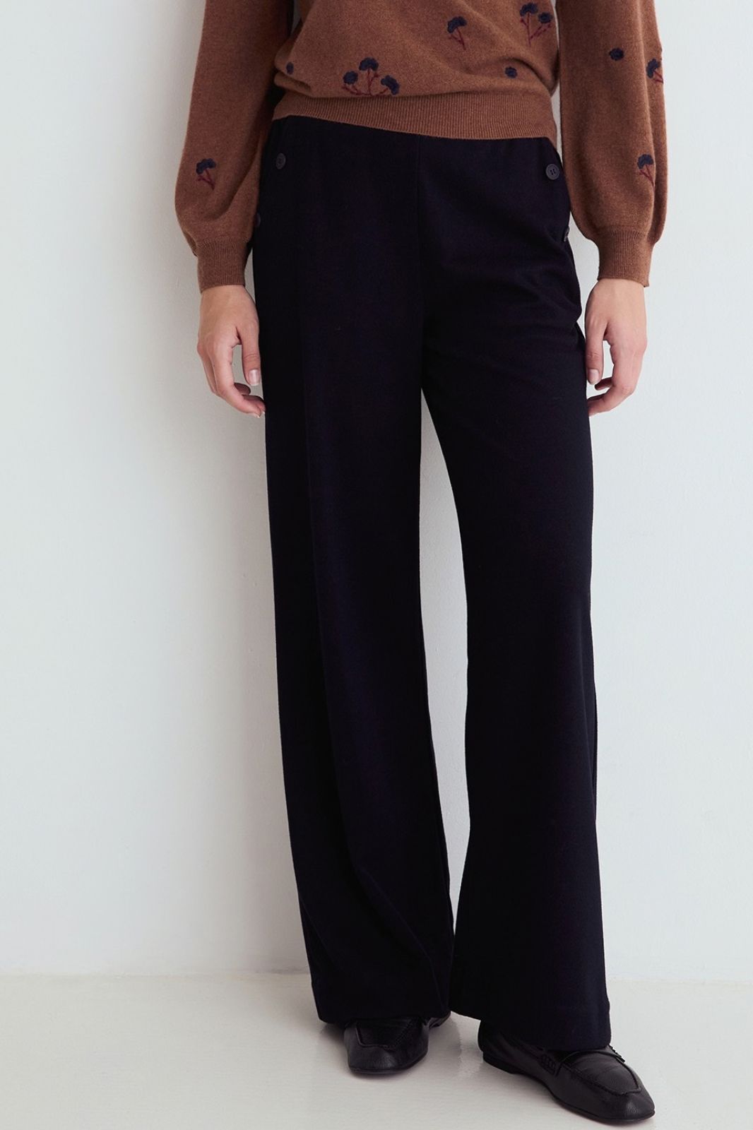 Wide Leg Trousers With Buttons