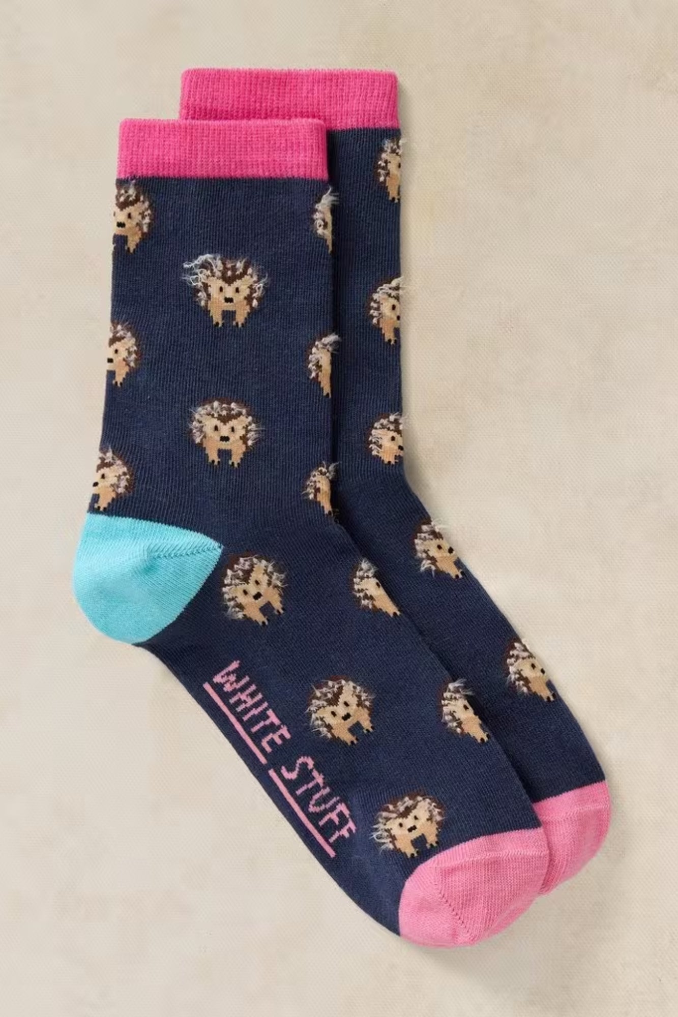 Fluffy Hedgehog Ankle Sock - 8.5-10.5 - Navy Multi