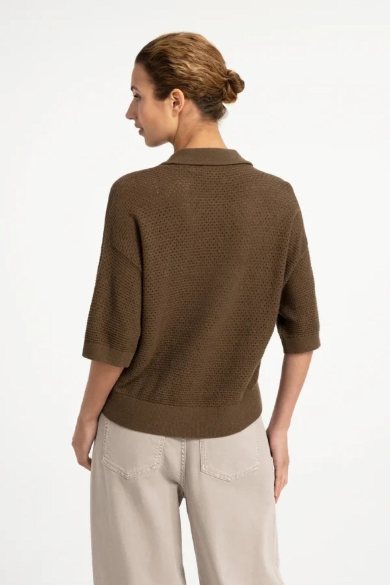Mesh Stitch Short Sleeve Cardigan