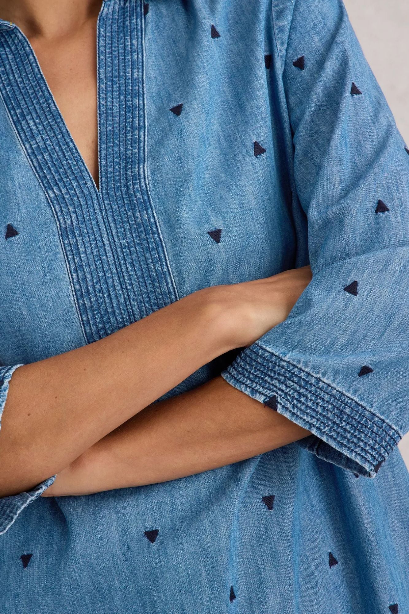 Blaire Denim Embroidered Tunic