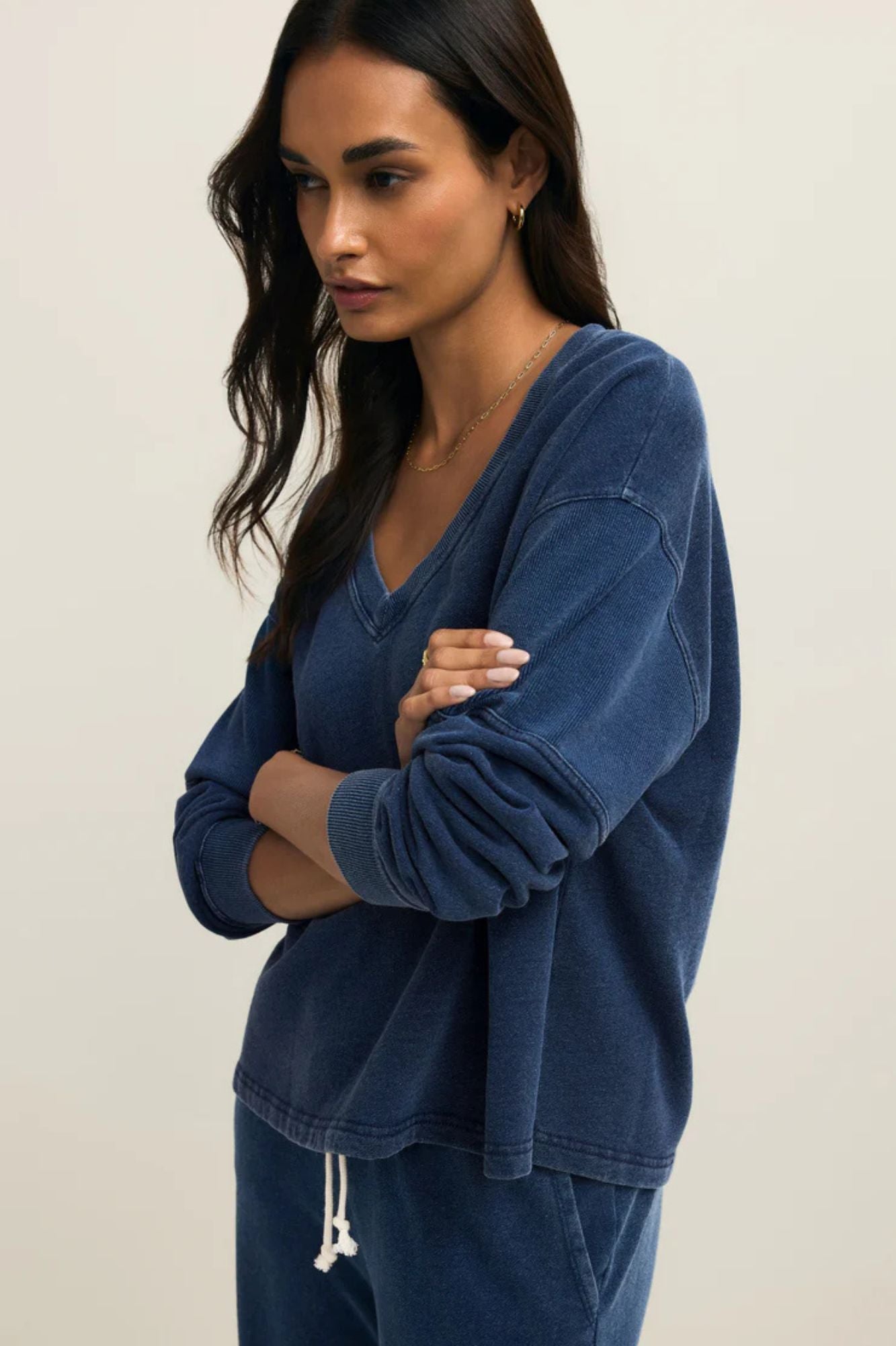 Delphine Knit Denim Sweatshirt