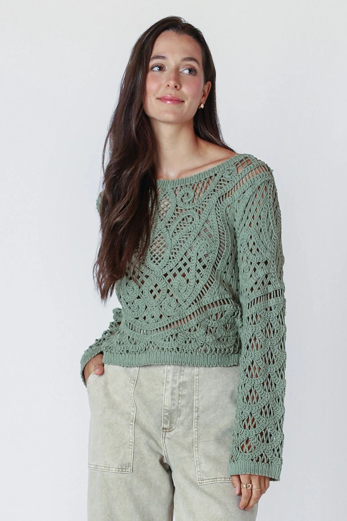 Button Back Crochet Top