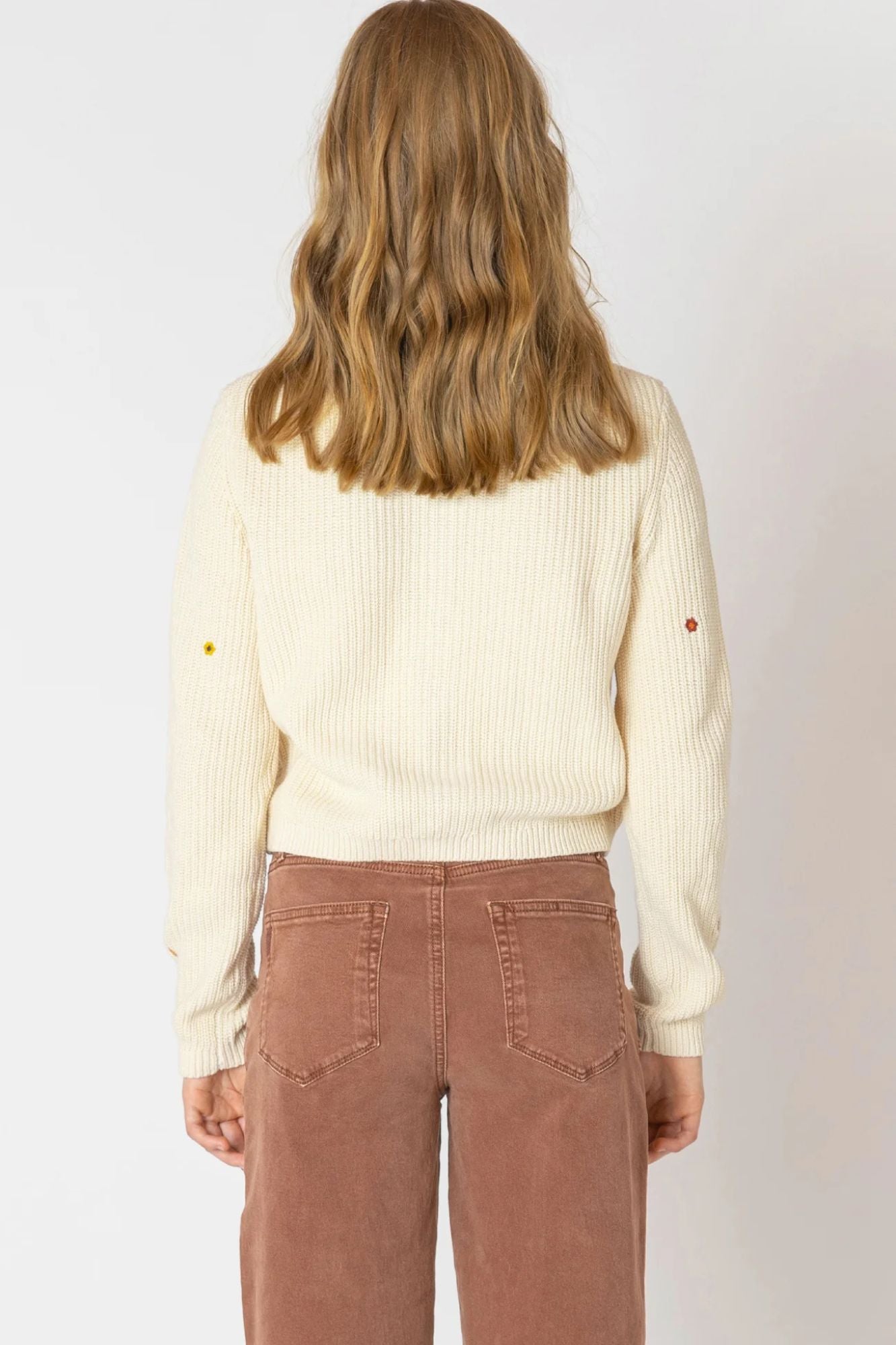 Embroidered Crewneck Cardigan