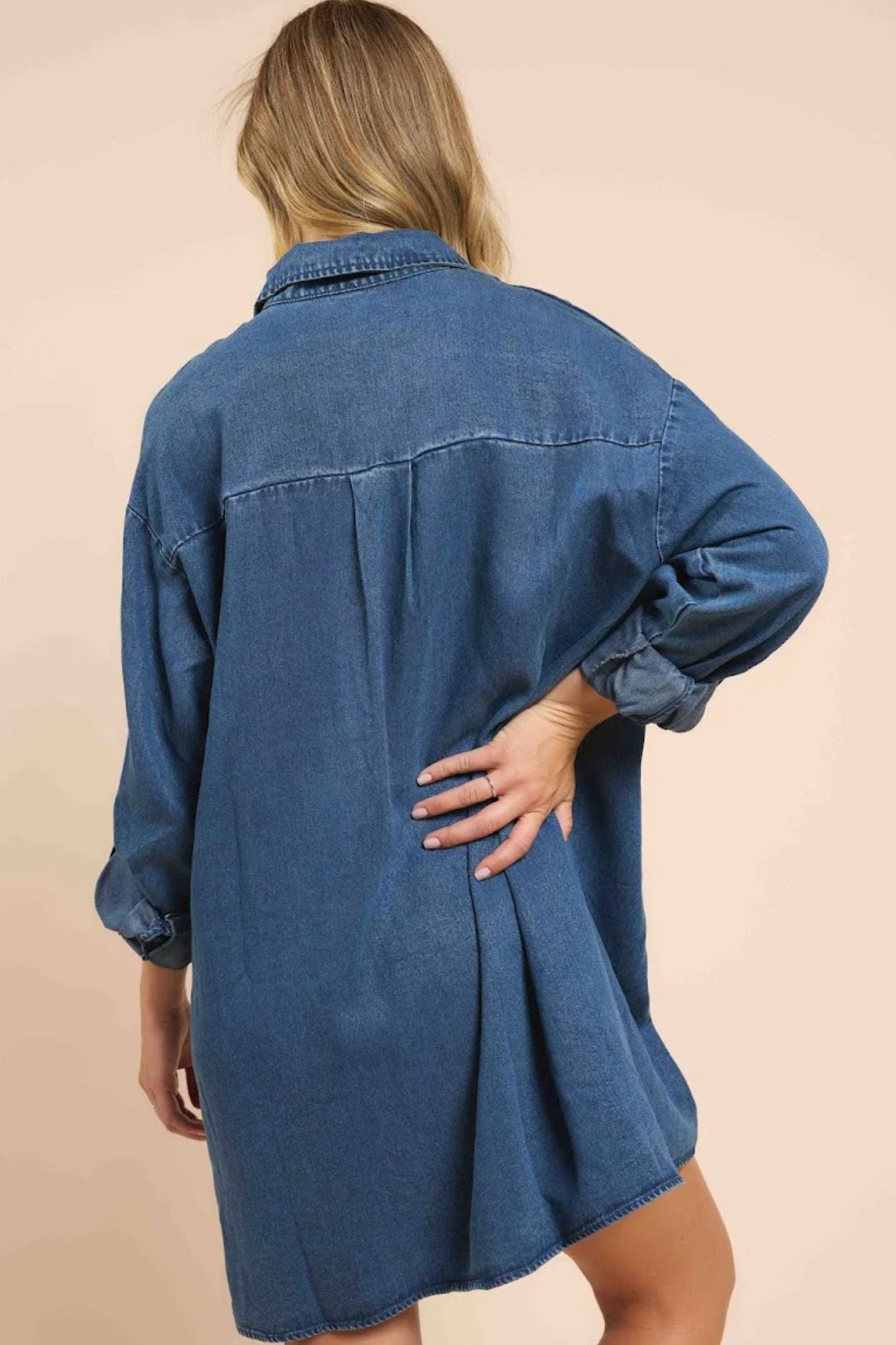It's Pouring Collar Denim Dress