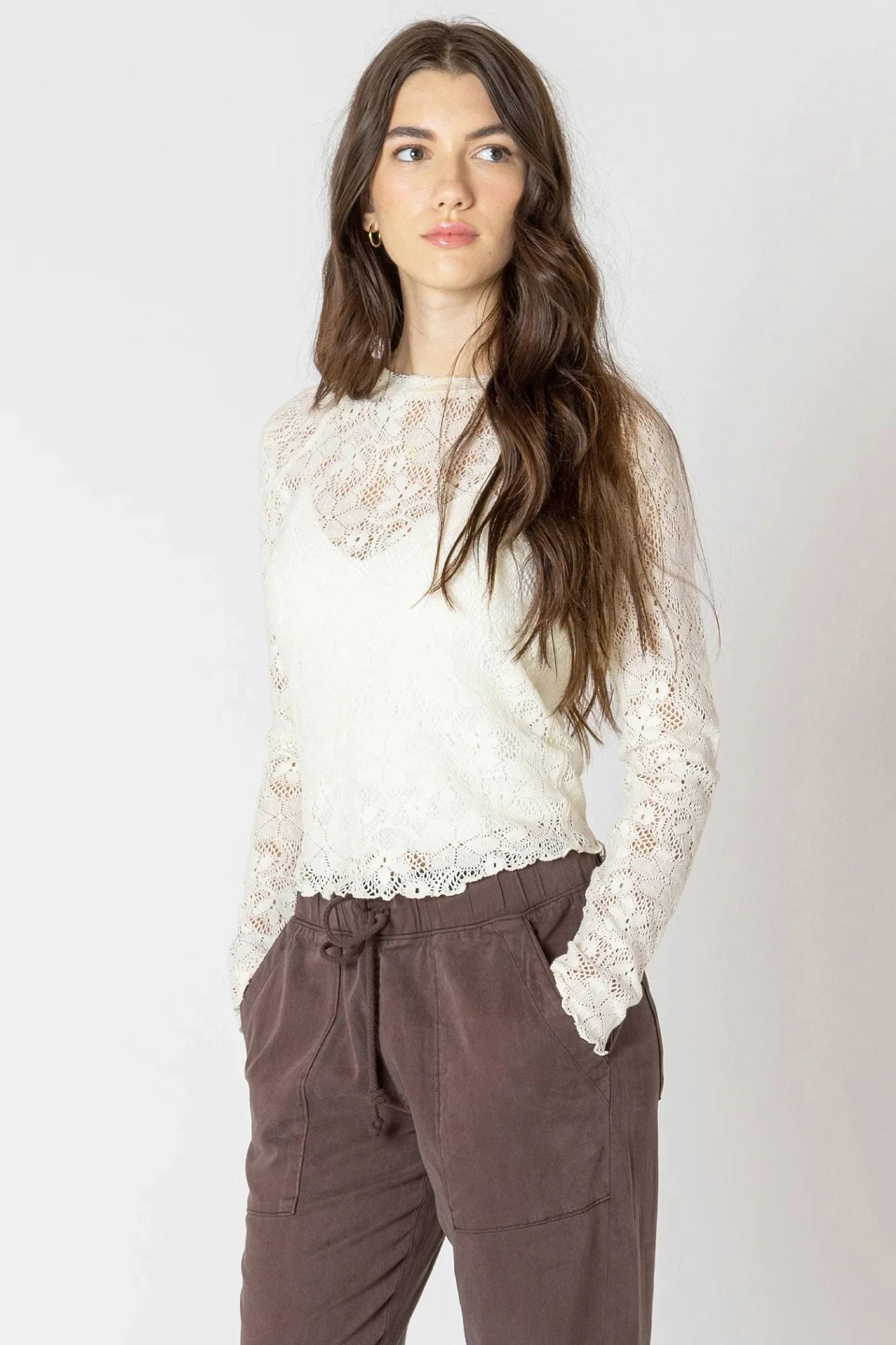 Exposed Seam Lace Top