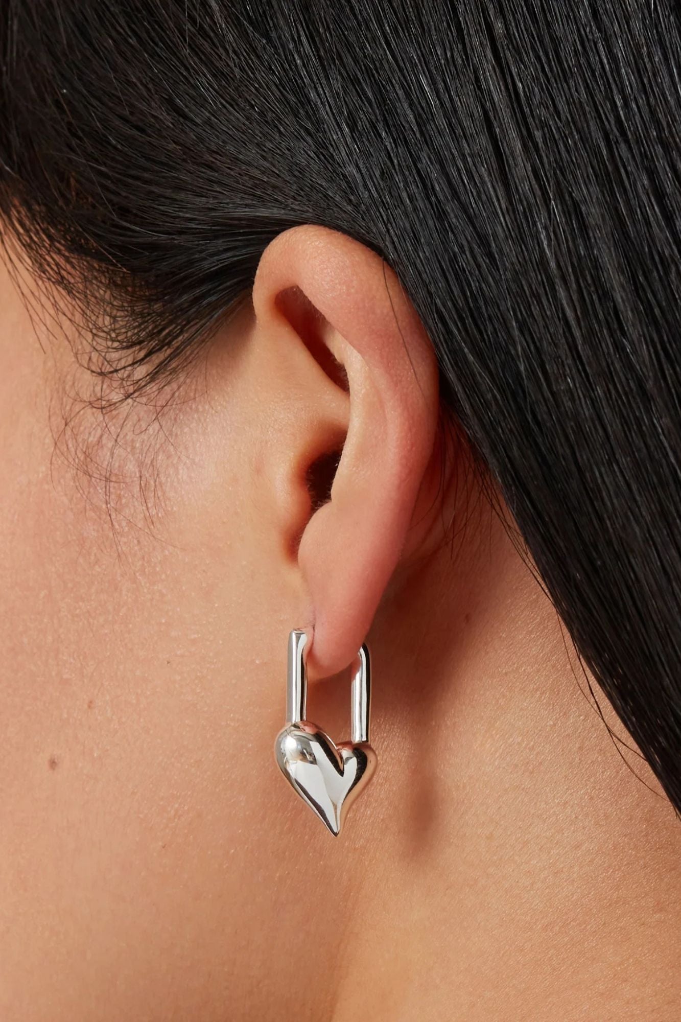 Padlock Heart Huggies Earrings