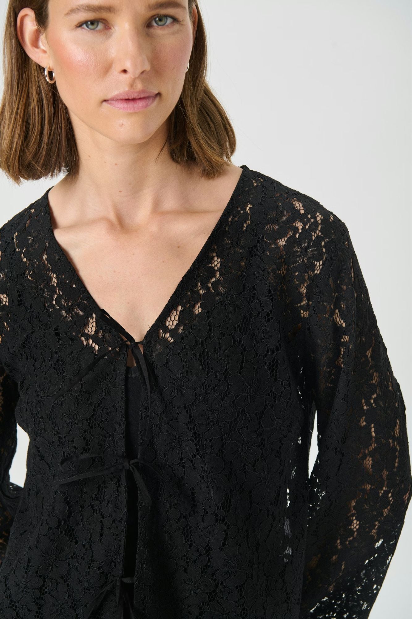 Vickie Lace Tie Front Cardigan