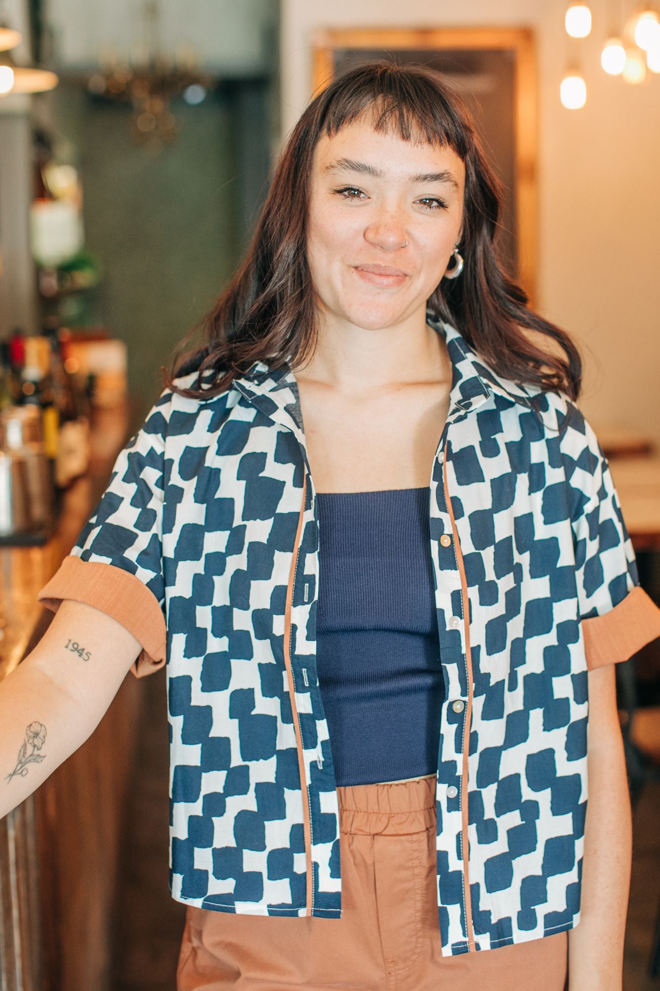 Printed Cotton Shirt With Waves