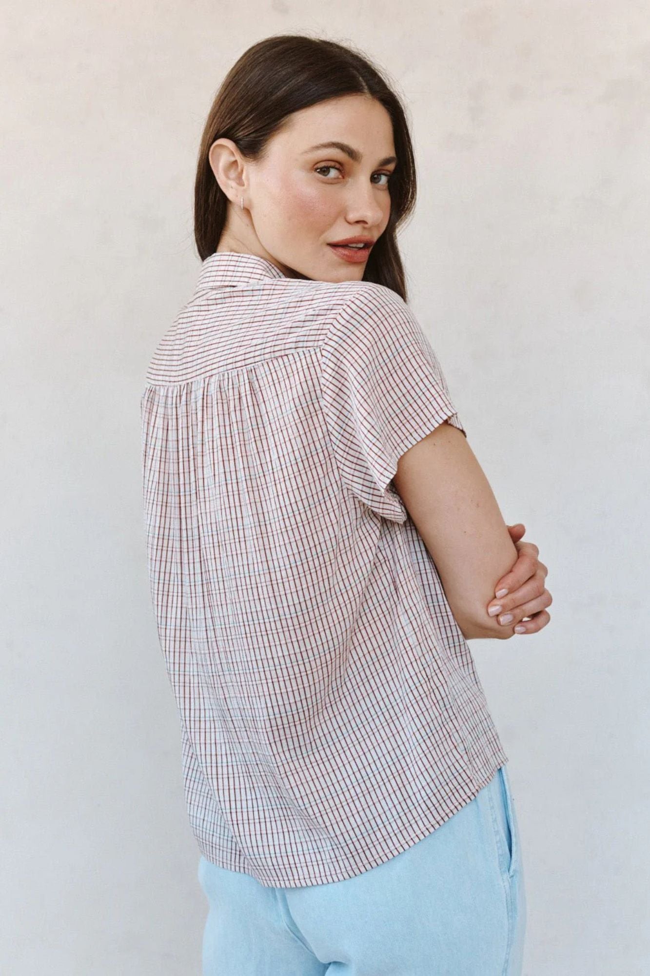 Shirred Short Sleeve Shirt