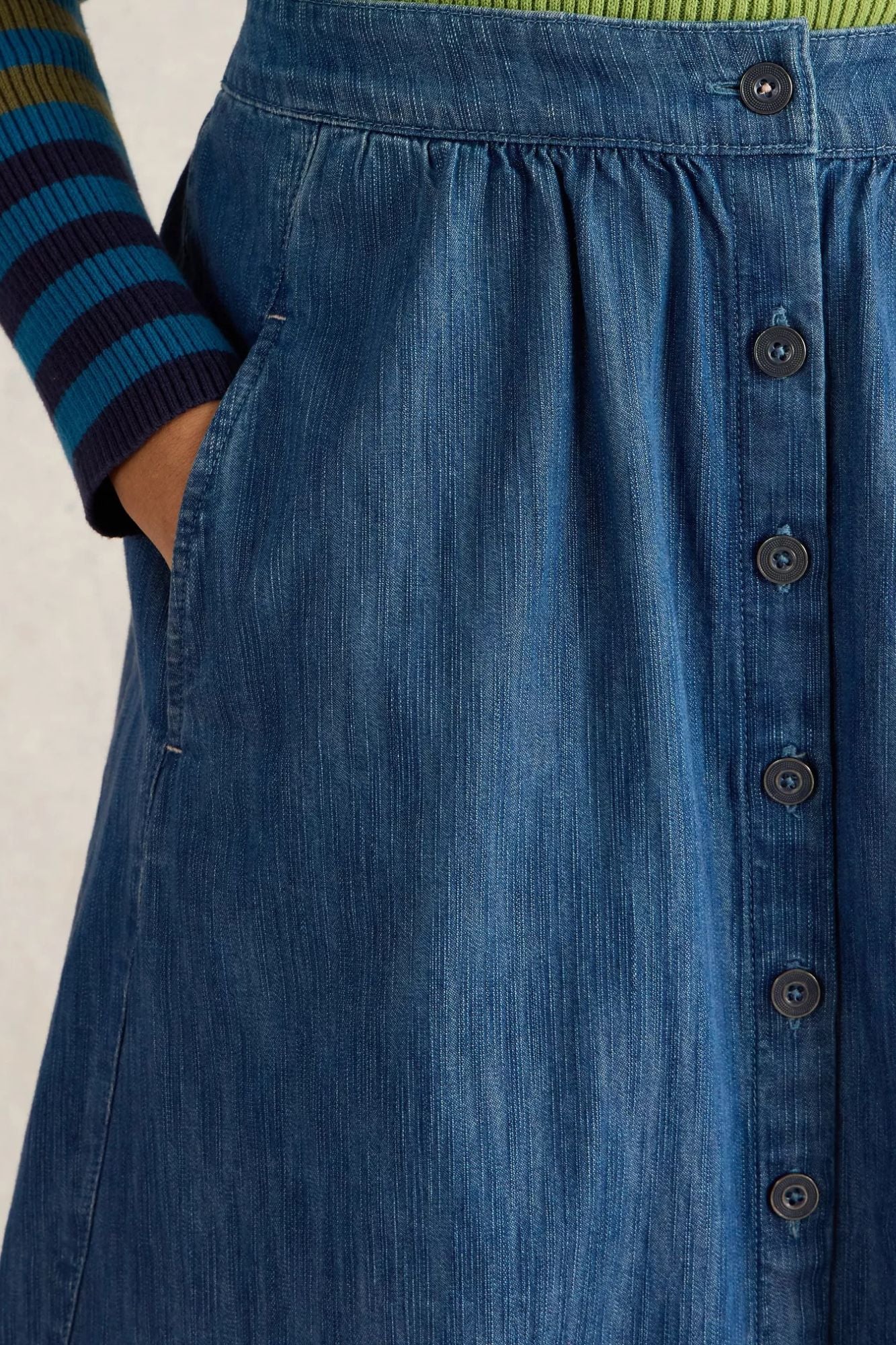 Heather Denim Midi Skirt