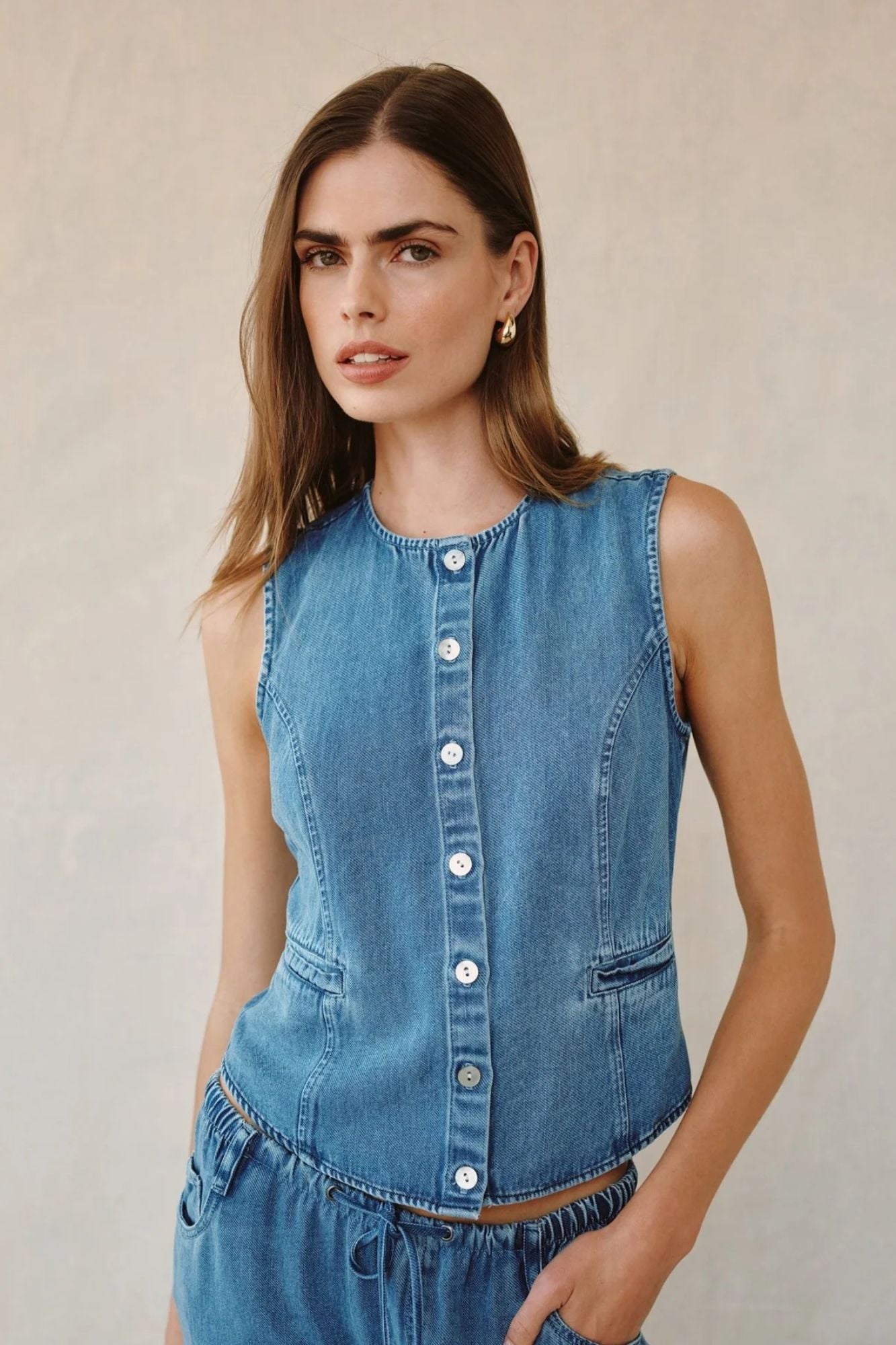 High Neck Fitted Vest