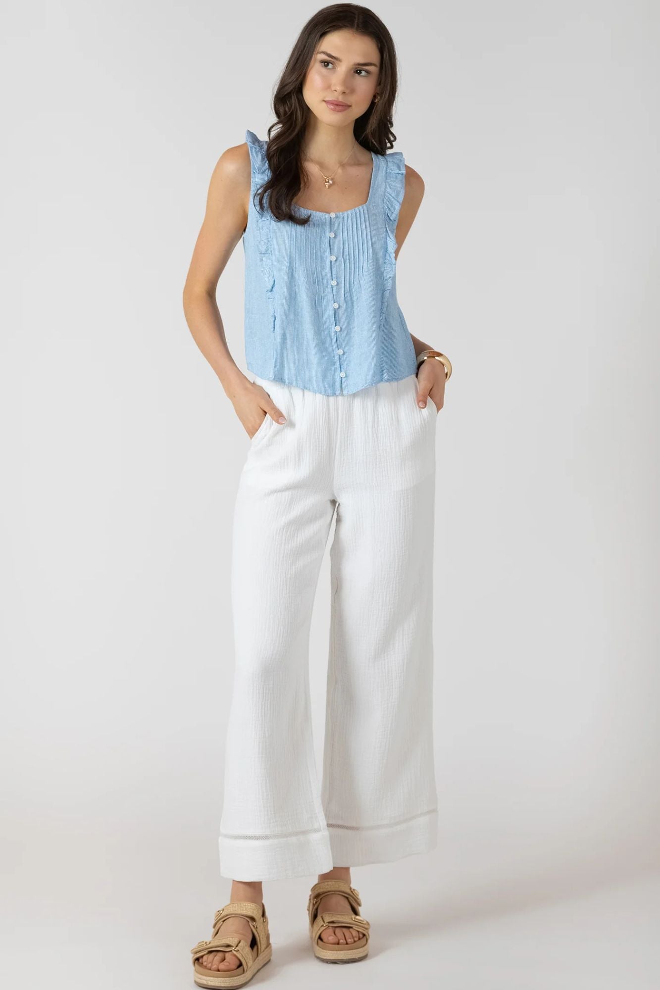Pintuck Ruffle Detail Tank