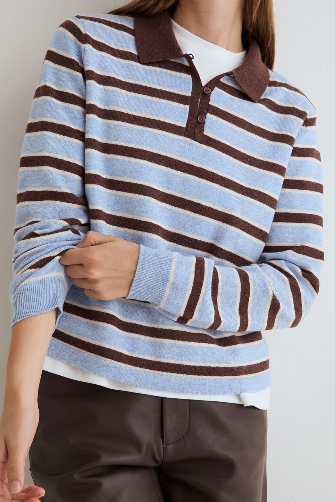 Striped Polo Neck Sweater