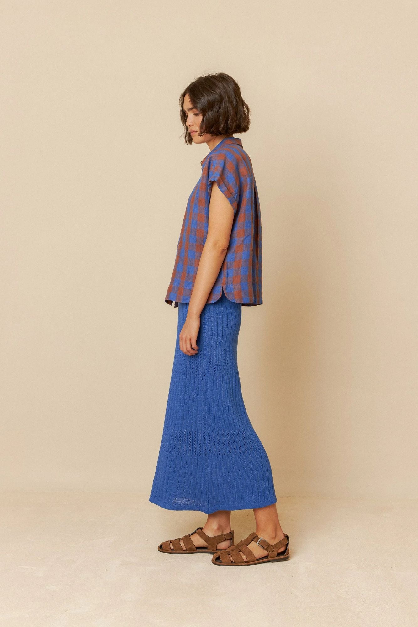 Checked Linen Blouse