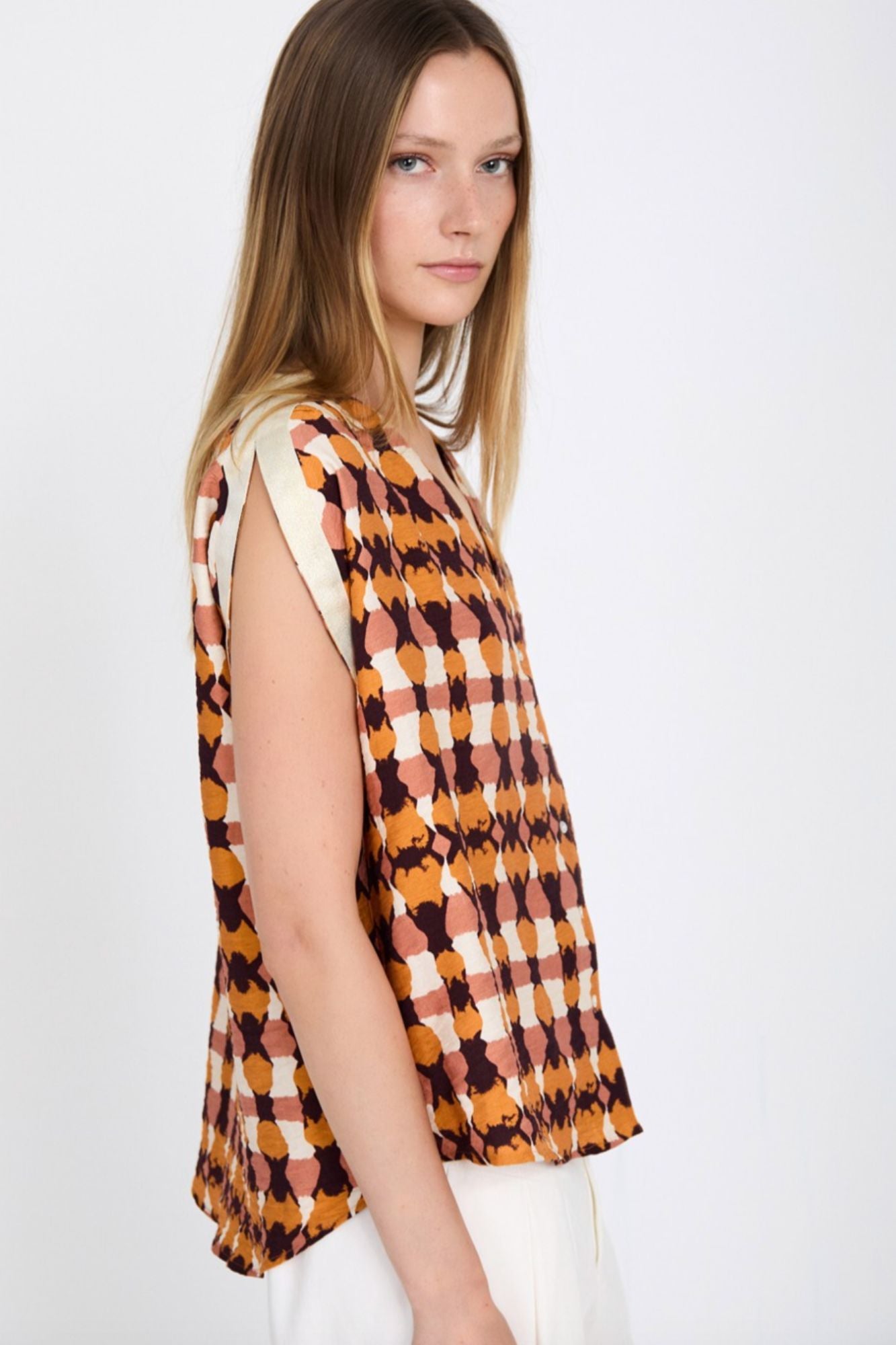 Blouse with Metallic Ribbon