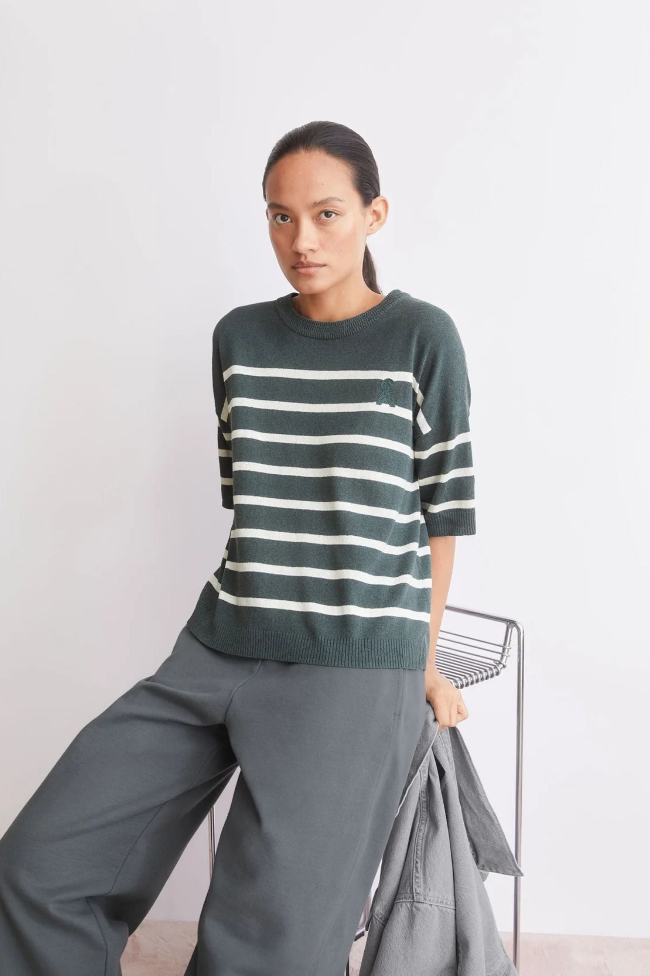 Stripe Linen Blend Sweater