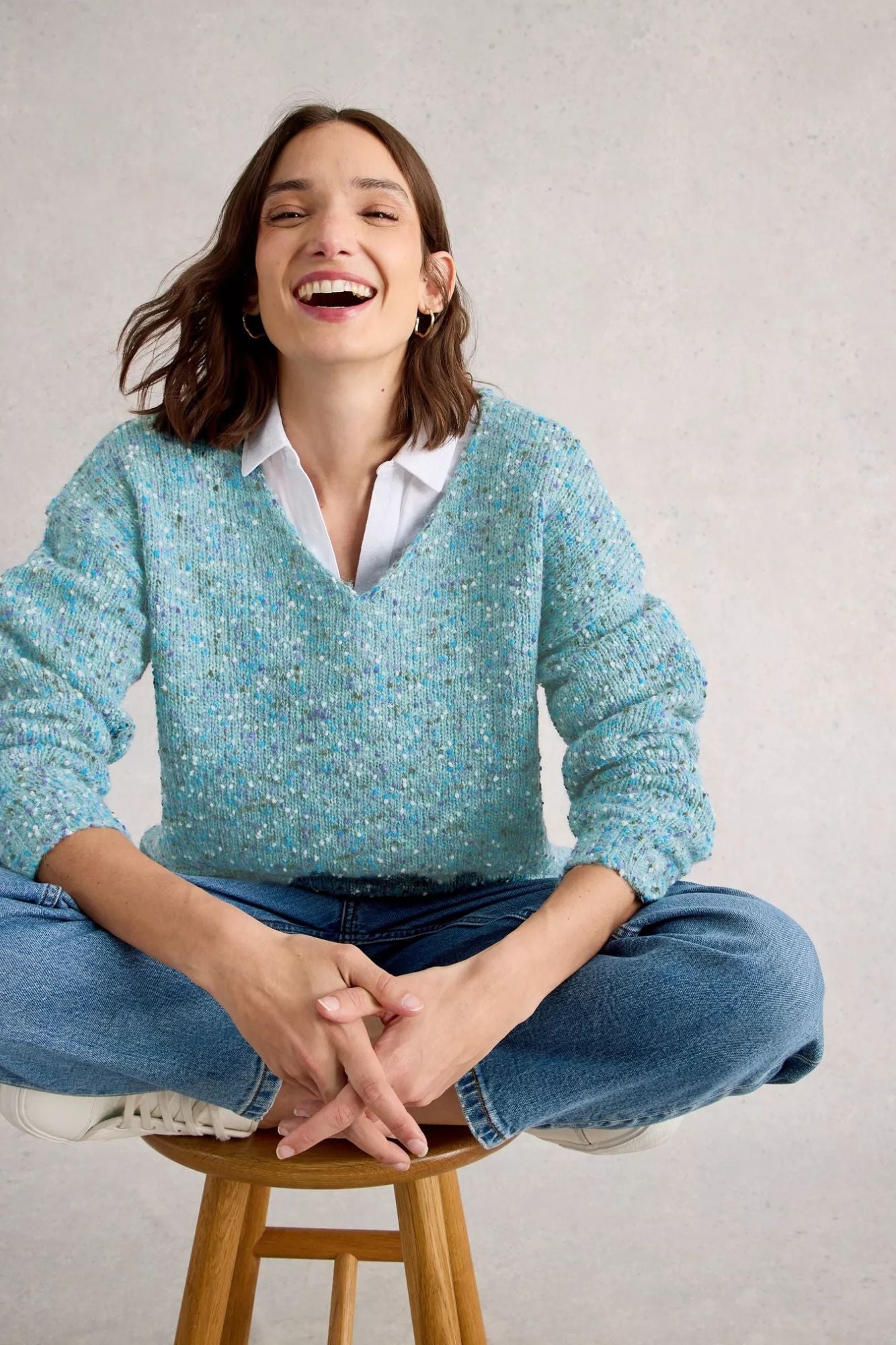 Textured V Neck Sweater