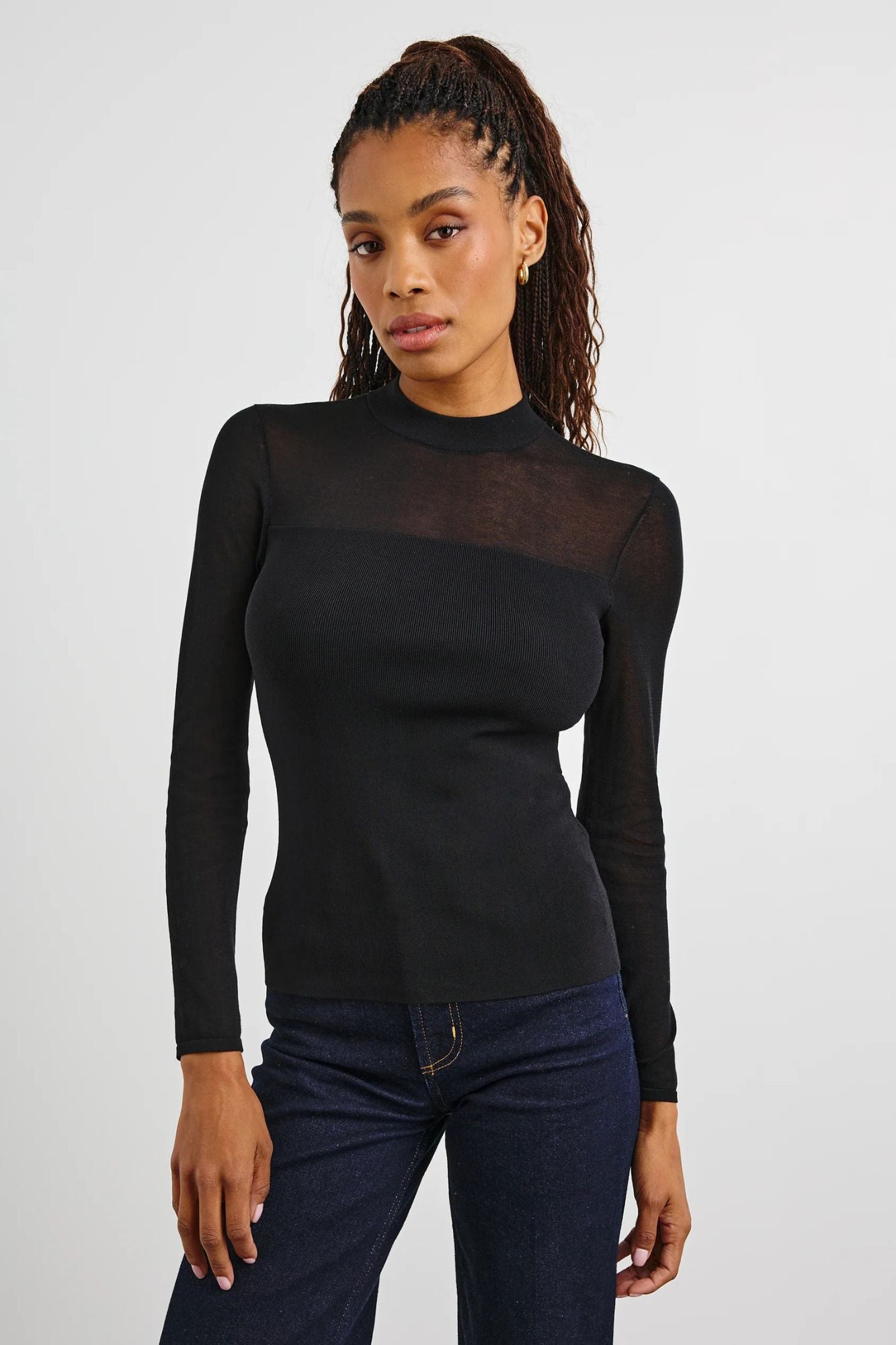 Winona Sheer Mockneck Top