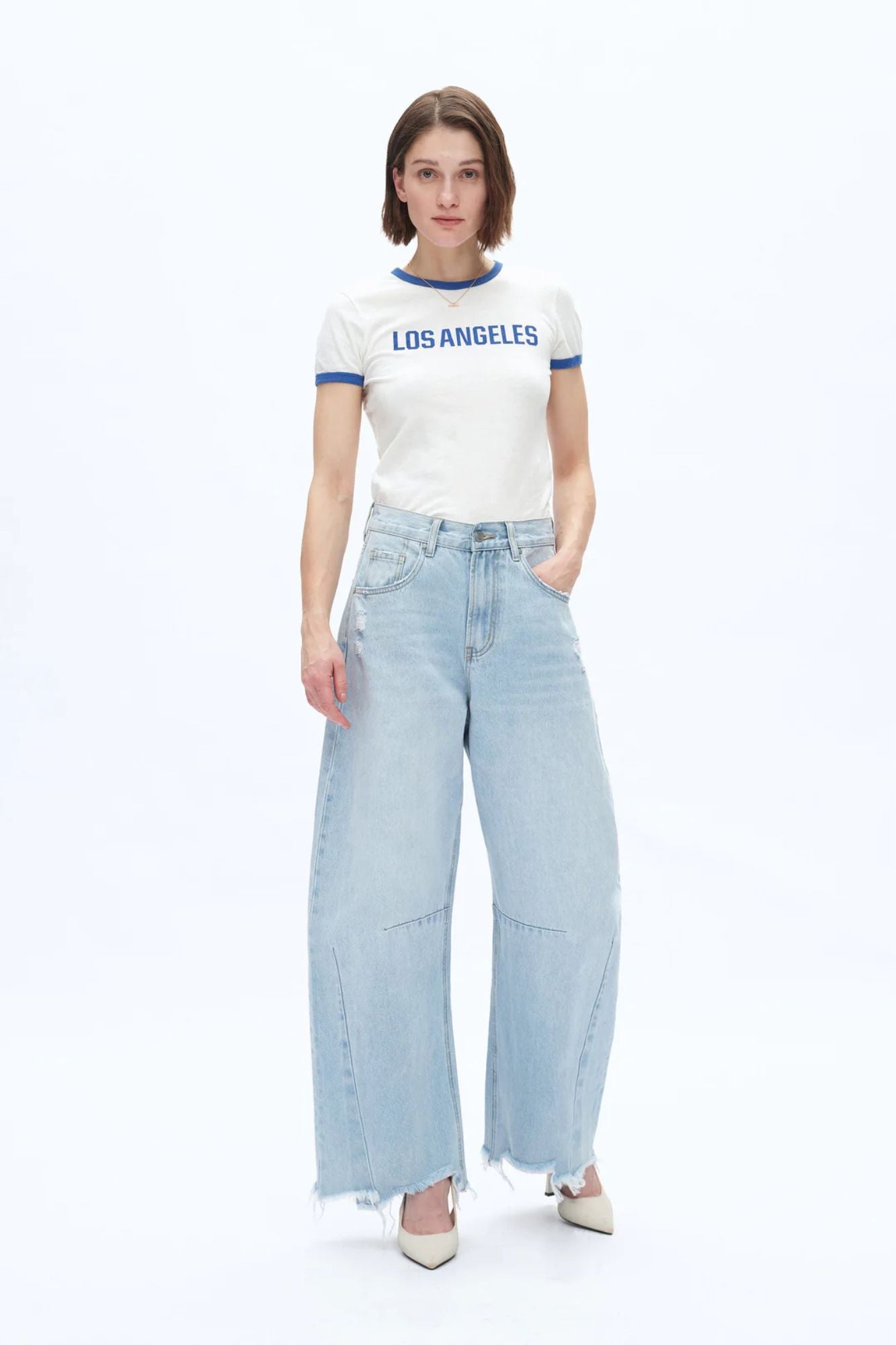 High Rise Drop Crotch Barrel Jeans