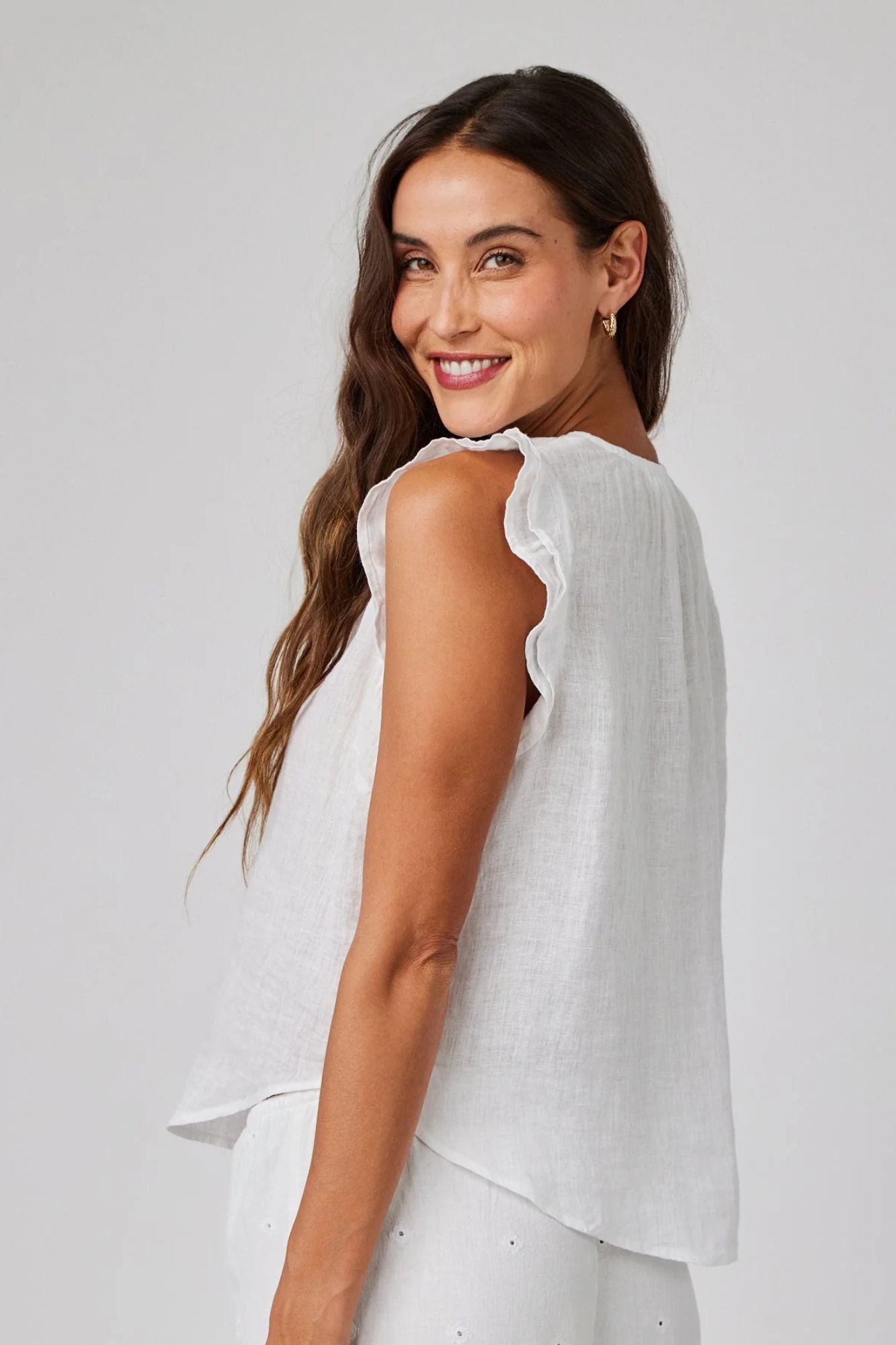 Ruffle Sleeve Tie Neck Top