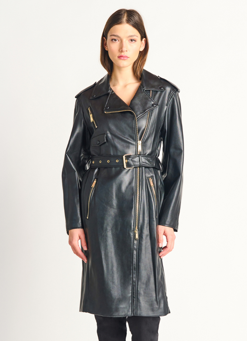 Faux Leather Moto Coat