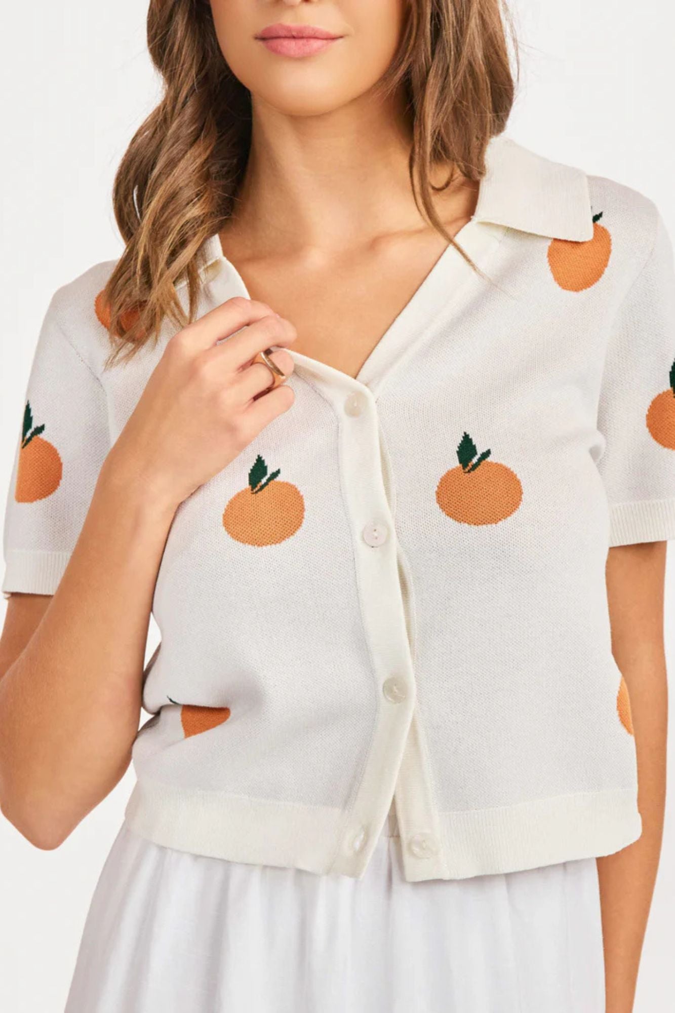 Citron Embroidered Orange Knit Shirt