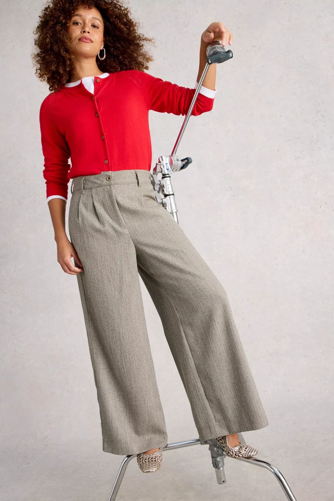 Sasha Wide Leg Tweedy Trouser