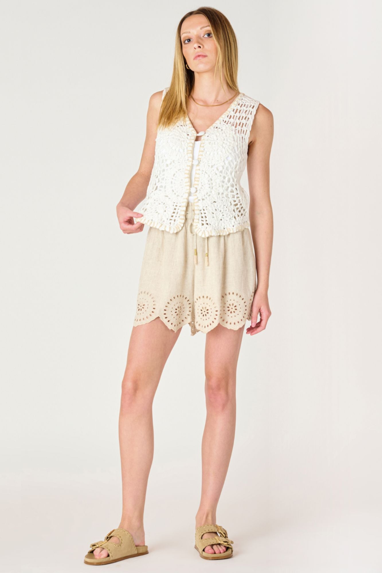 Button Front Crochet Vest