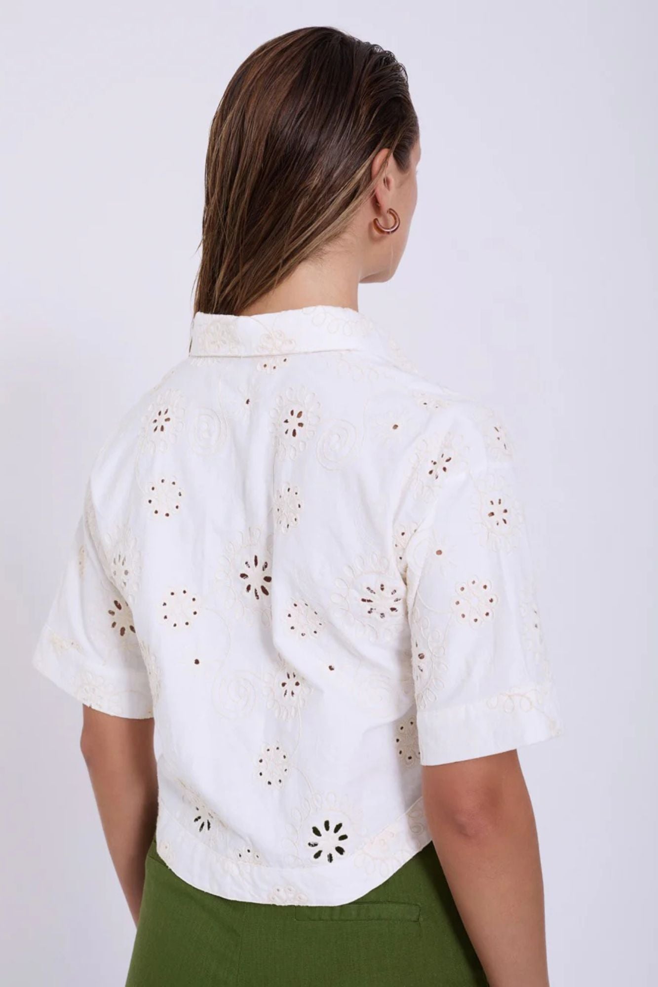 Swiss Embroidered Cotton Shirt