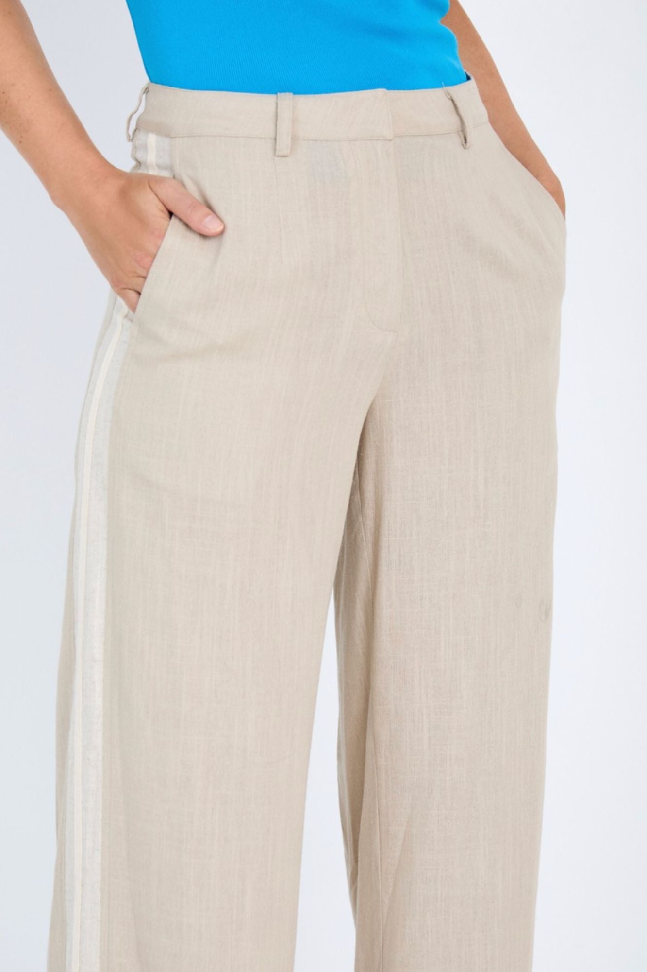 Linen Trousers with Contrast Detail
