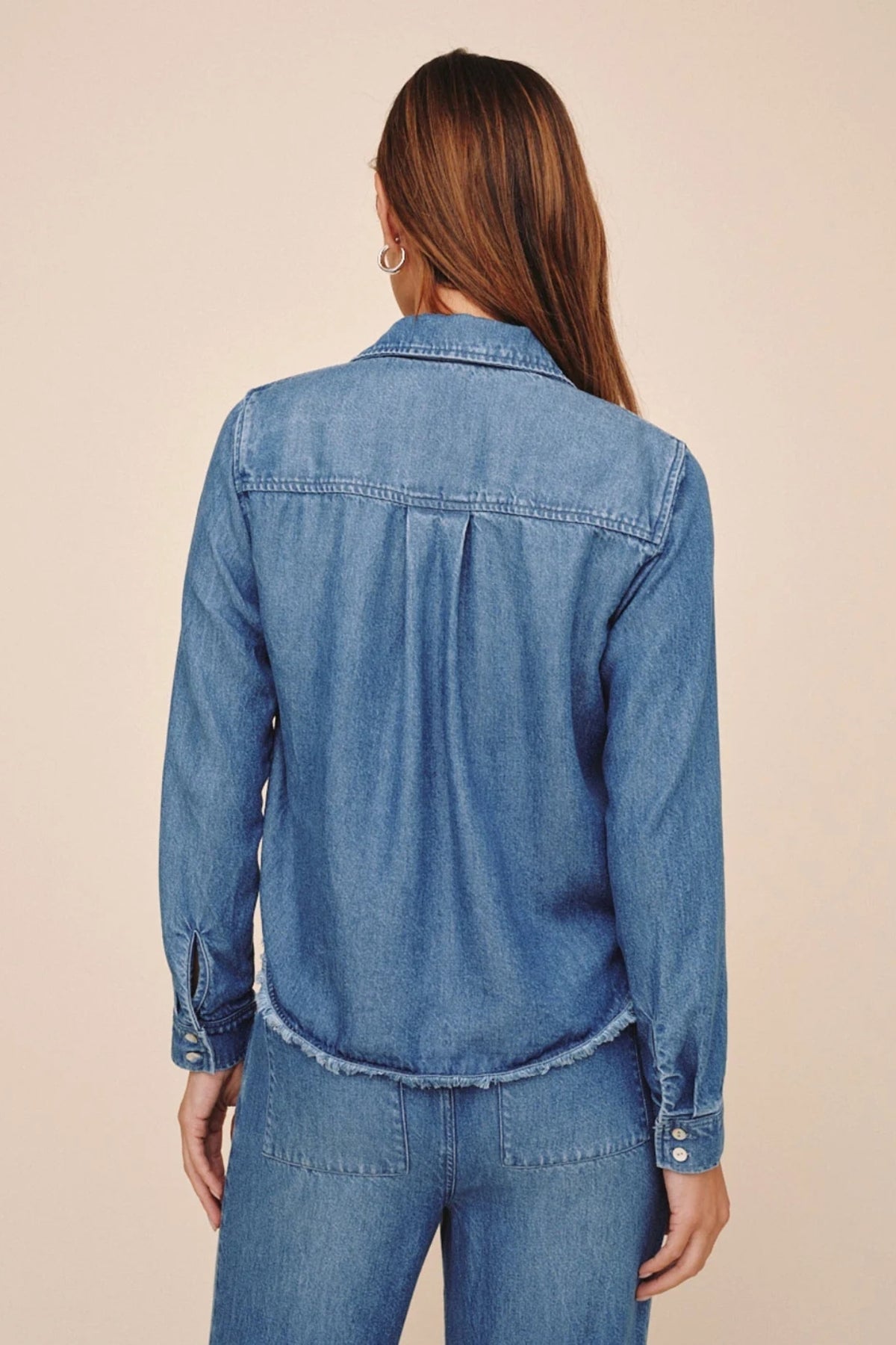 Fray Hem Cropped Button Down